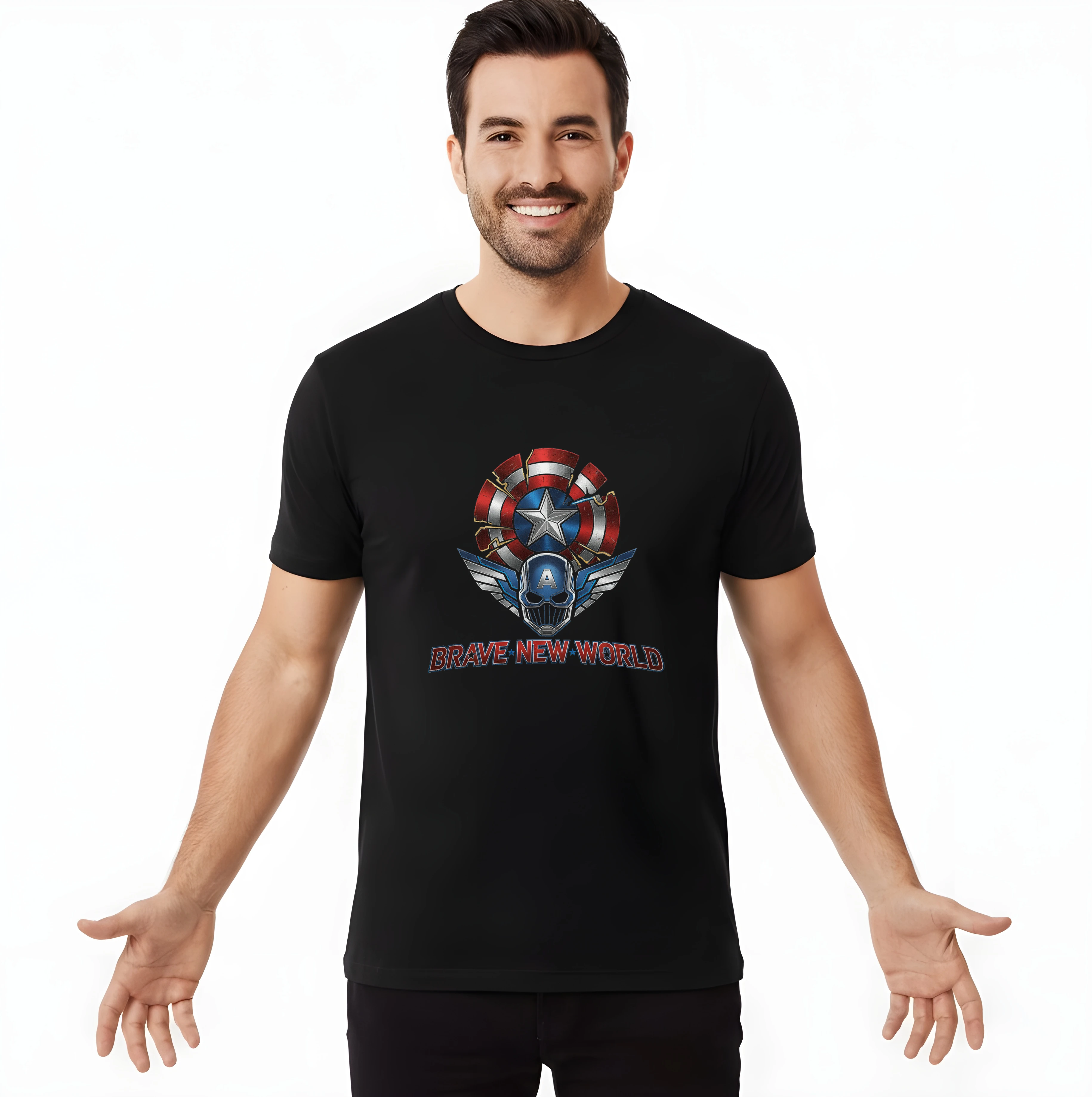 Pánske tričko Temný Štít Krídla A Lebka Captain America Brave New World