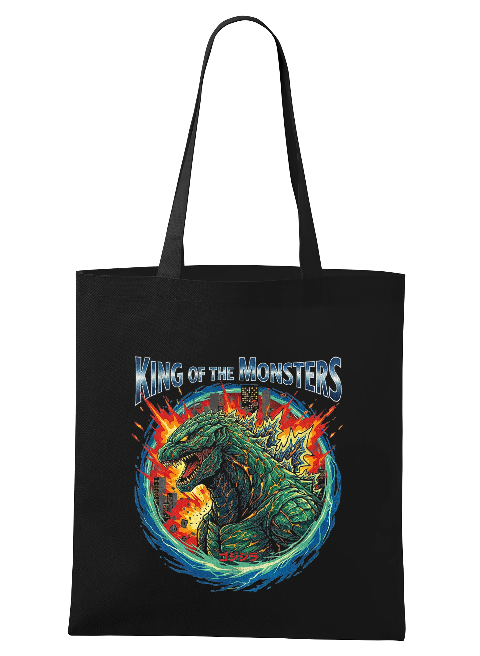Nákupná taška Zelený Kráľ Monstrov Godzilla King Of The Monsters V Plameňoch Mesta