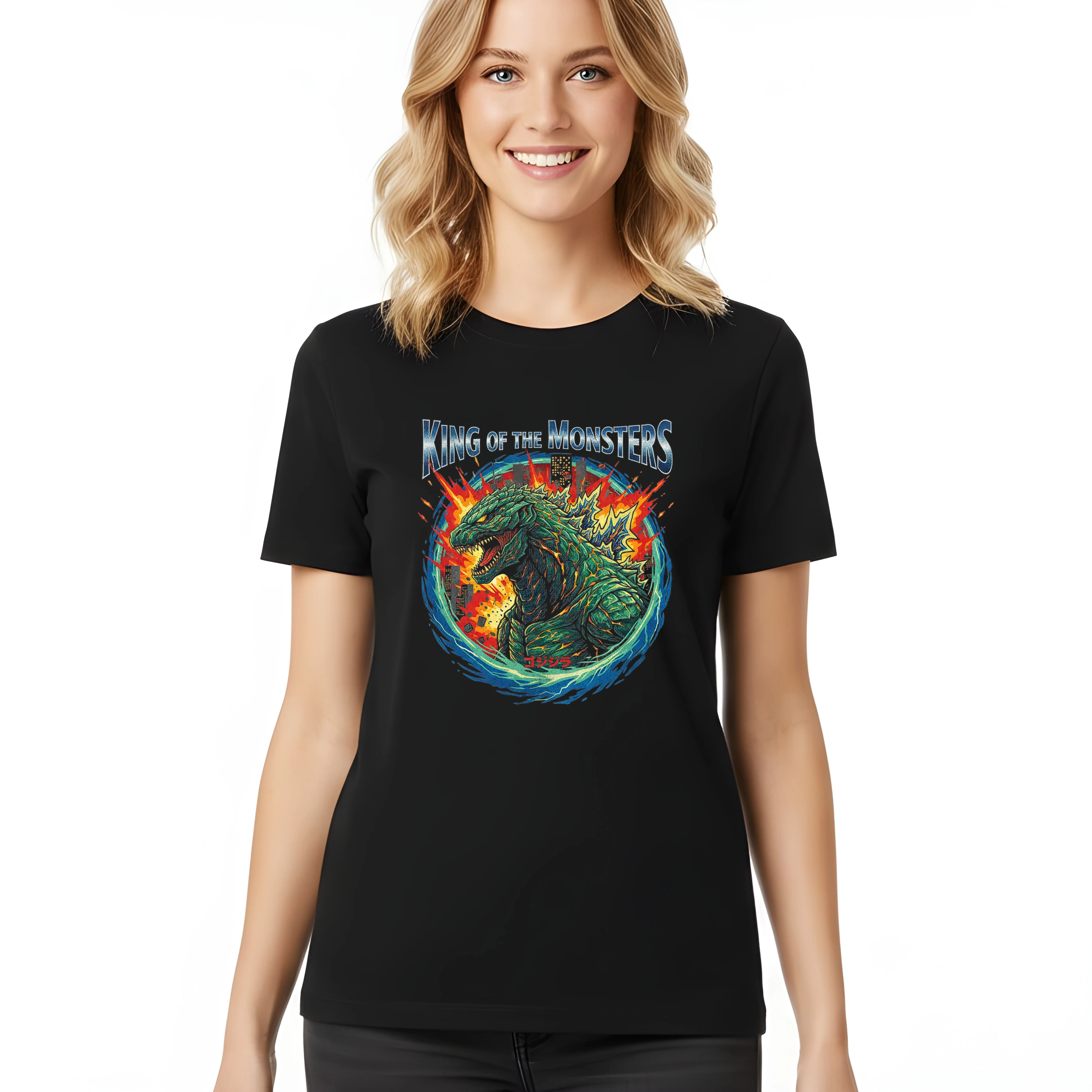 Dámske tričko Zelený Kráľ Monstrov Godzilla King Of The Monsters V Plameňoch Mesta