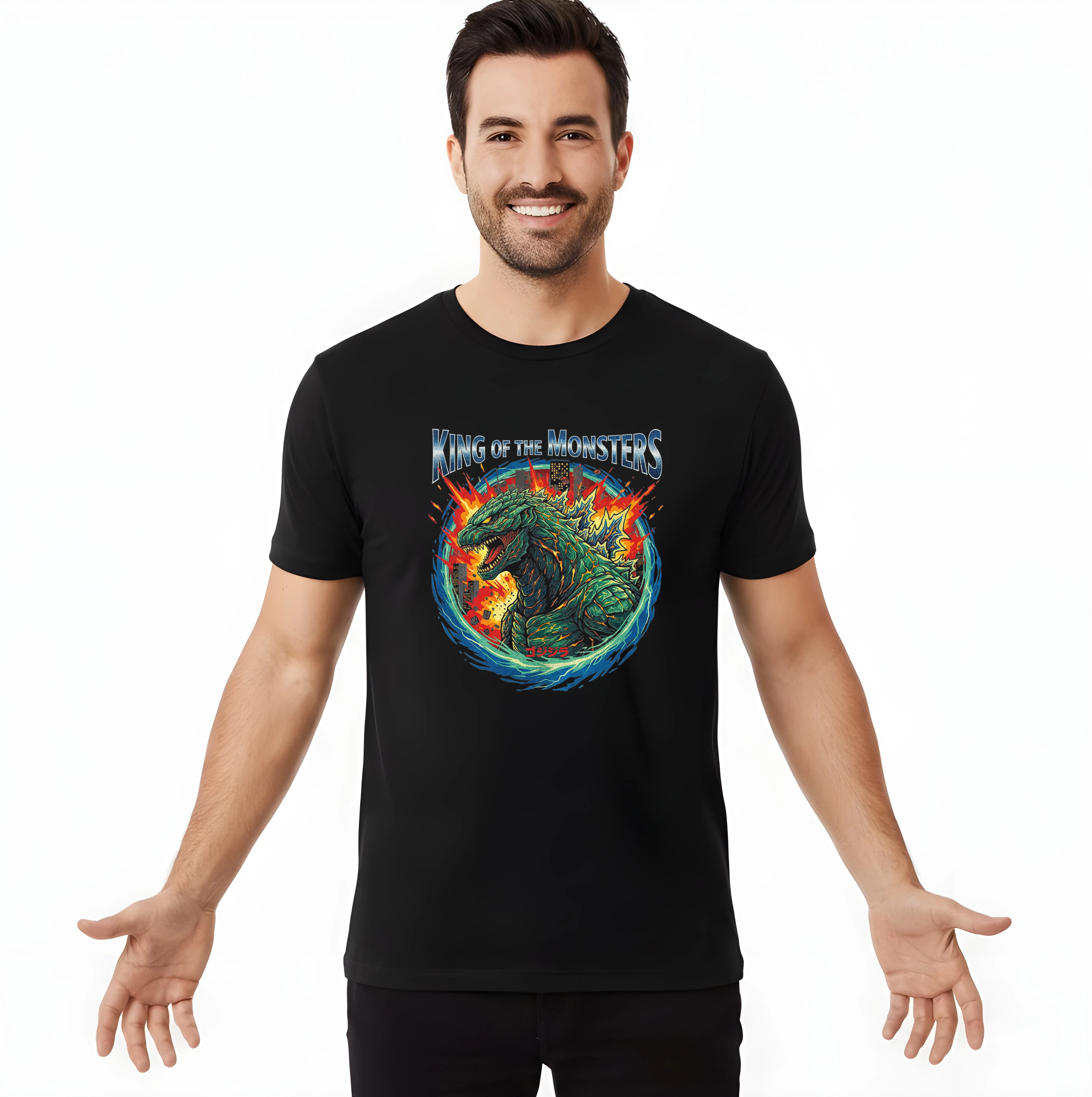 Pánske tričko Zelený Kráľ Monstrov Godzilla King Of The Monsters V Plameňoch Mesta