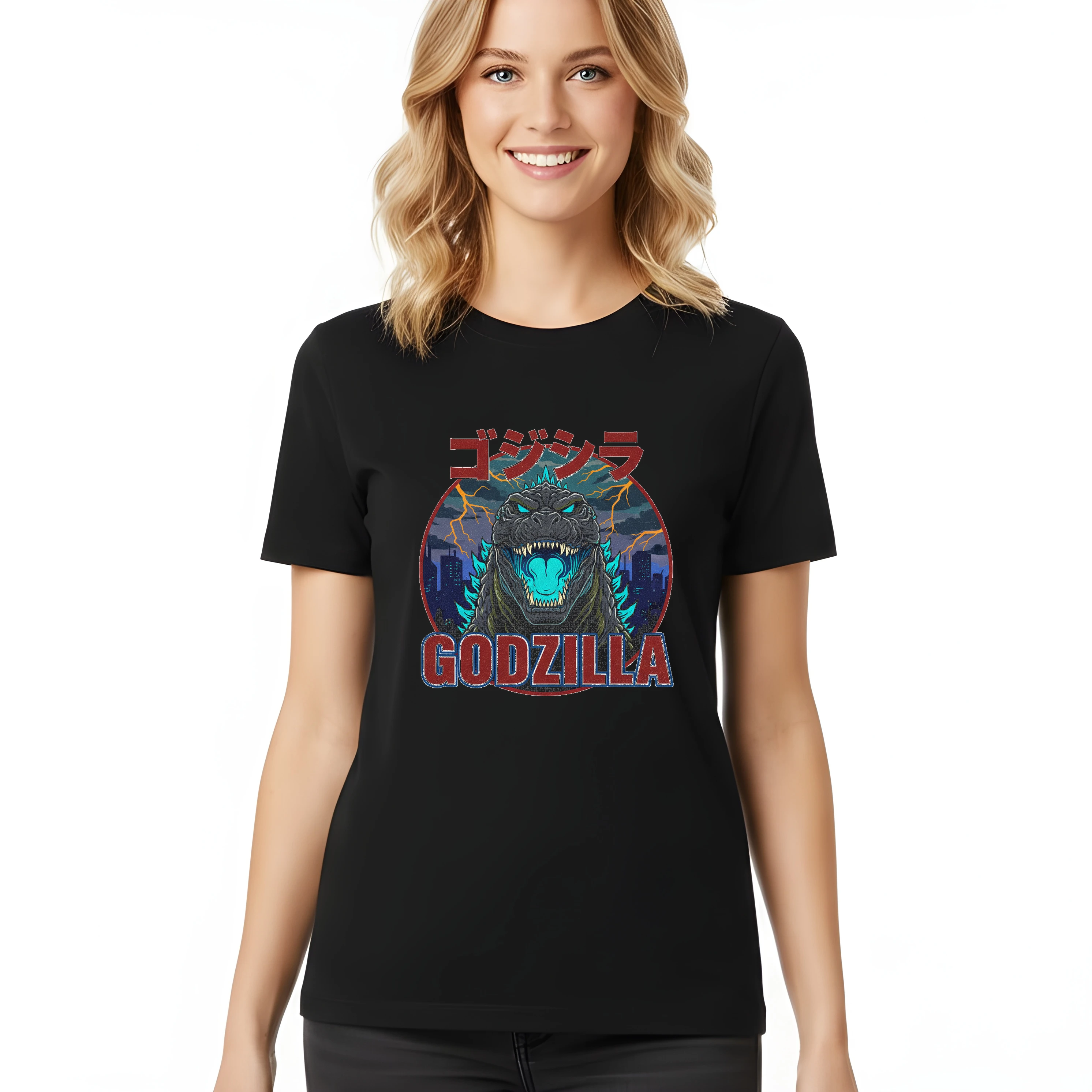 Dámske tričko Godzilla Nočná Hnev Jadrová Žiara A Mestská Búrka
