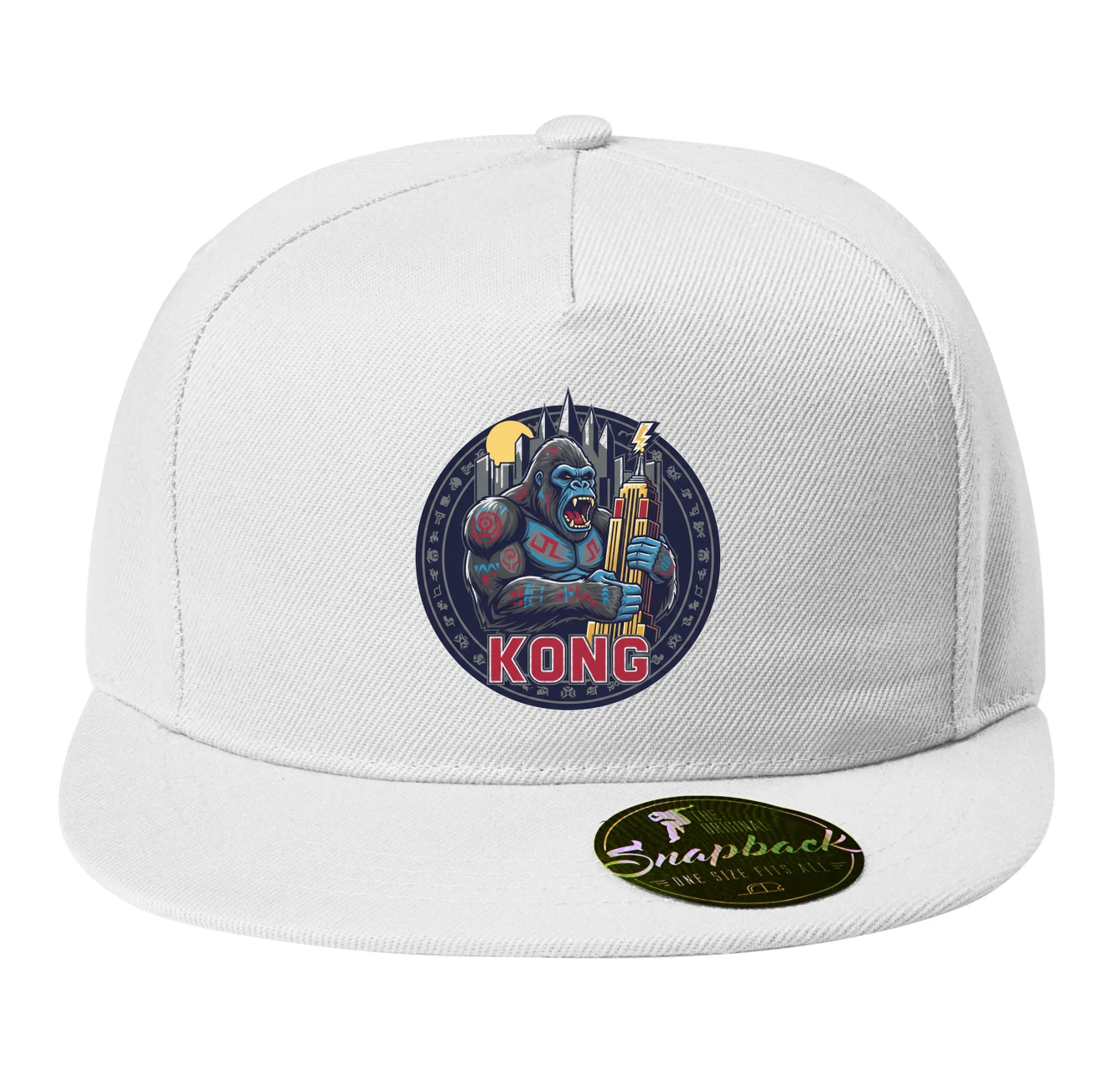 Snapback Kong Mestský Kráľ Mrakodrapov S Bleskom A Bojovými Tetovaniami