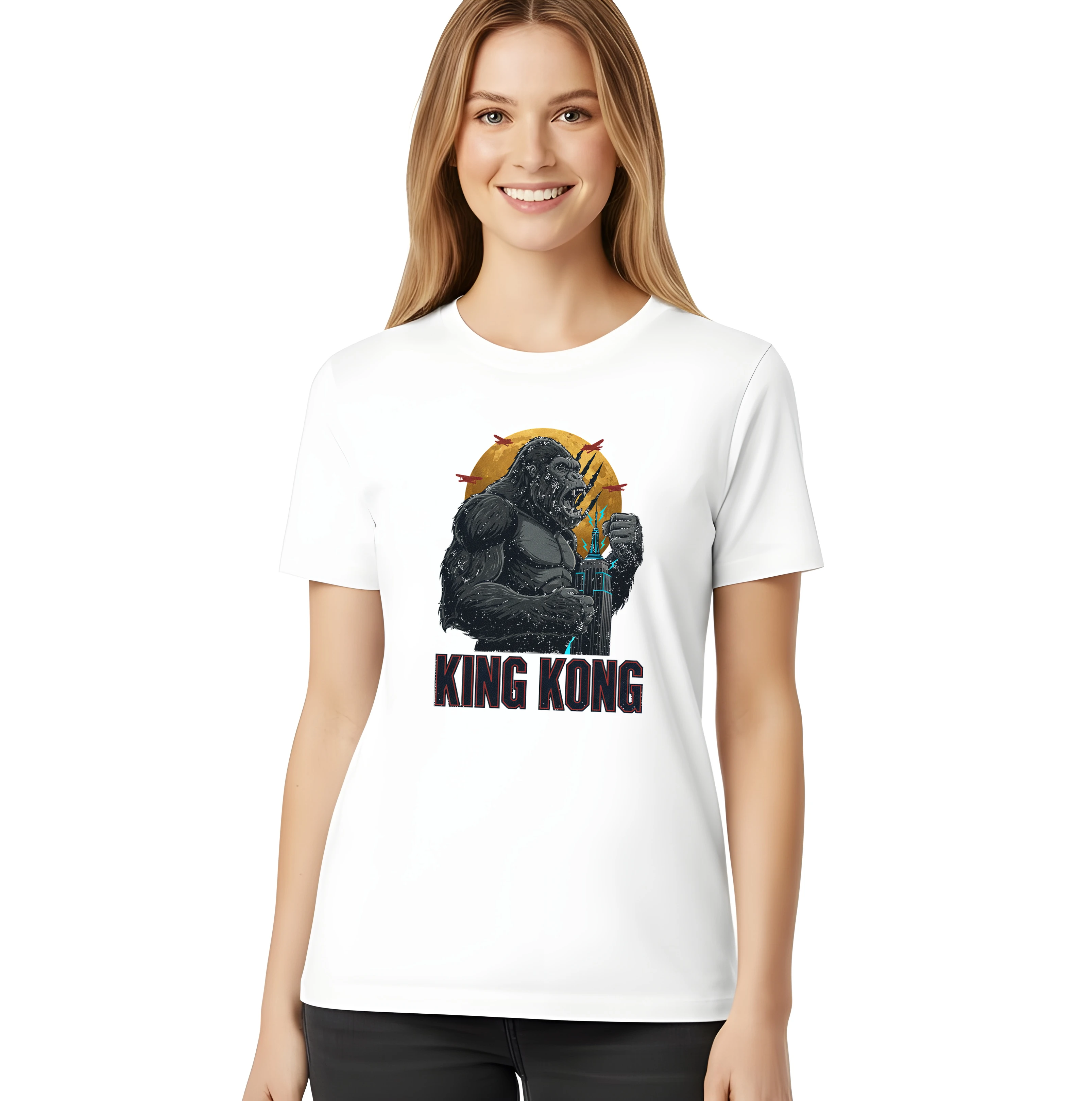 Dámske tričko King Kong V Zlatom Svite Nad New Yorkom
