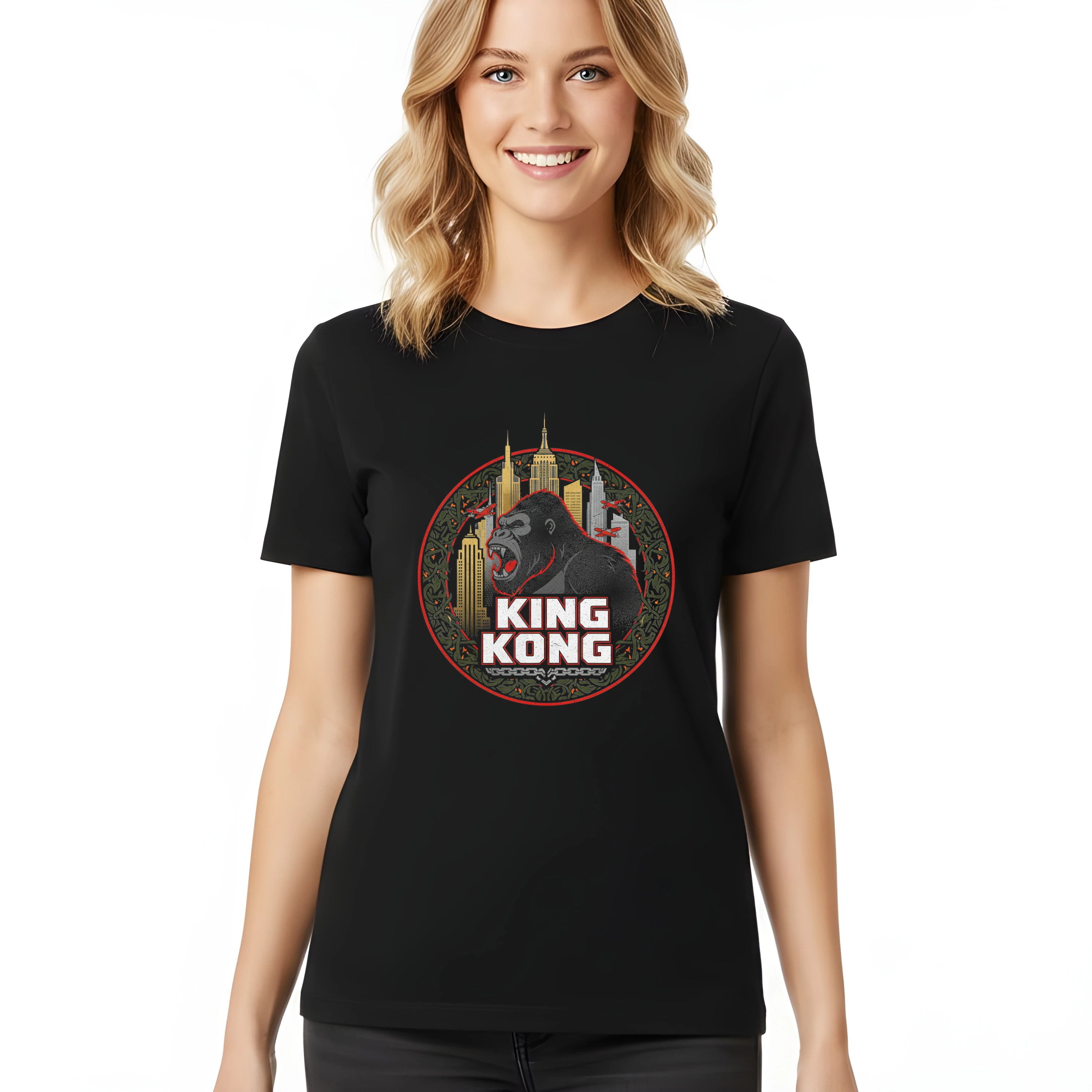 Dámske tričko King Kong V New Yorku Rev Mrakodrapové Džungľa A Lietadiel