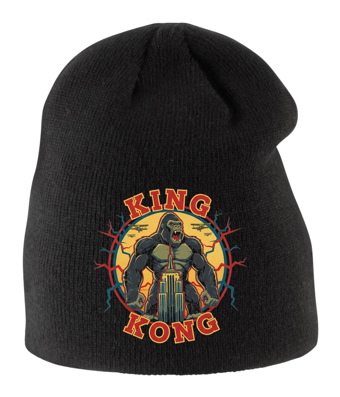 Detská zimná čiapka Legendárna King Kong Obrie Gorila Mrakodrapy A Retro Lietadlá