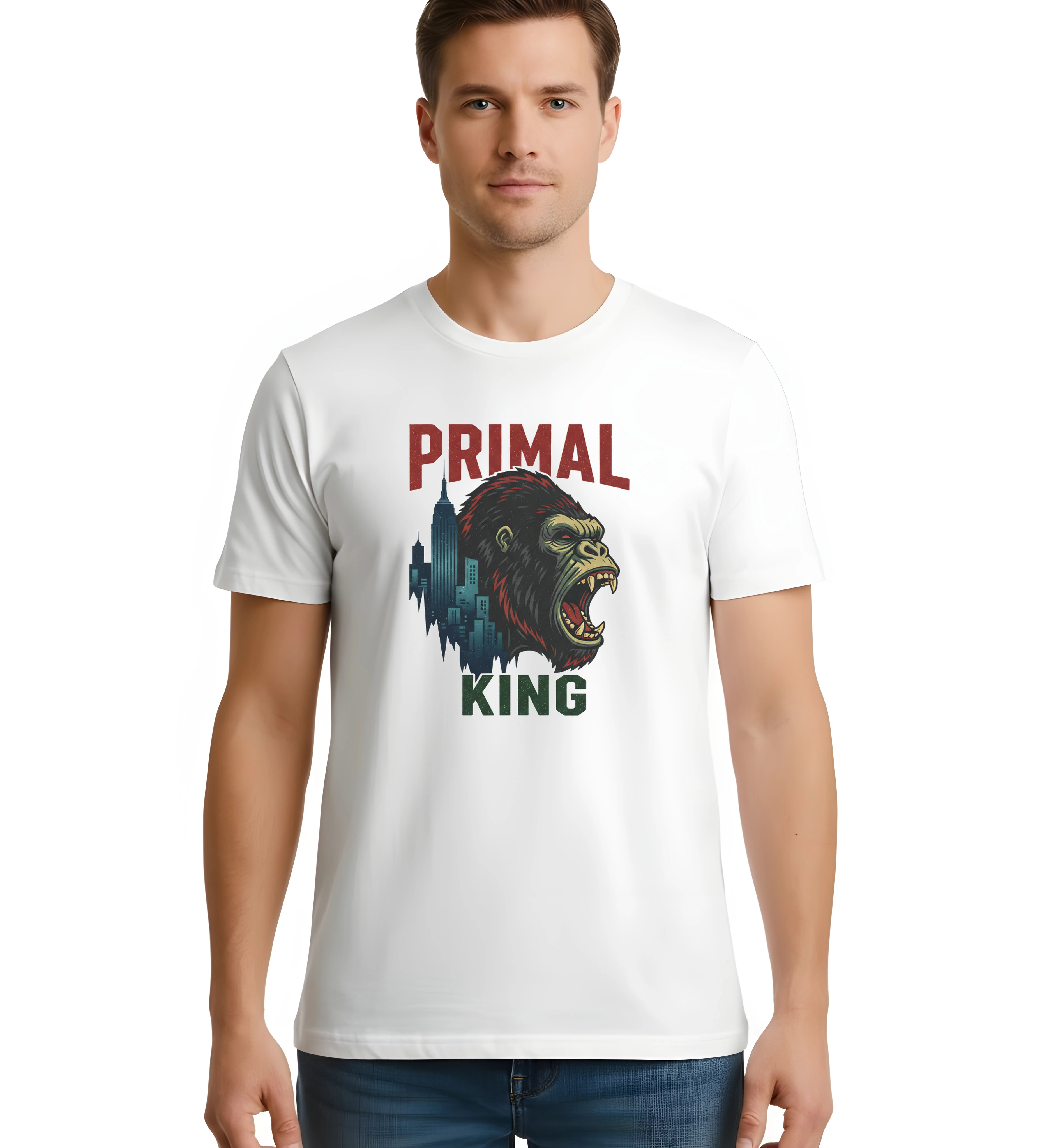 Pánske tričko Primal King Divoký Opičí Kráľ Mesta V Nočnom Svetle