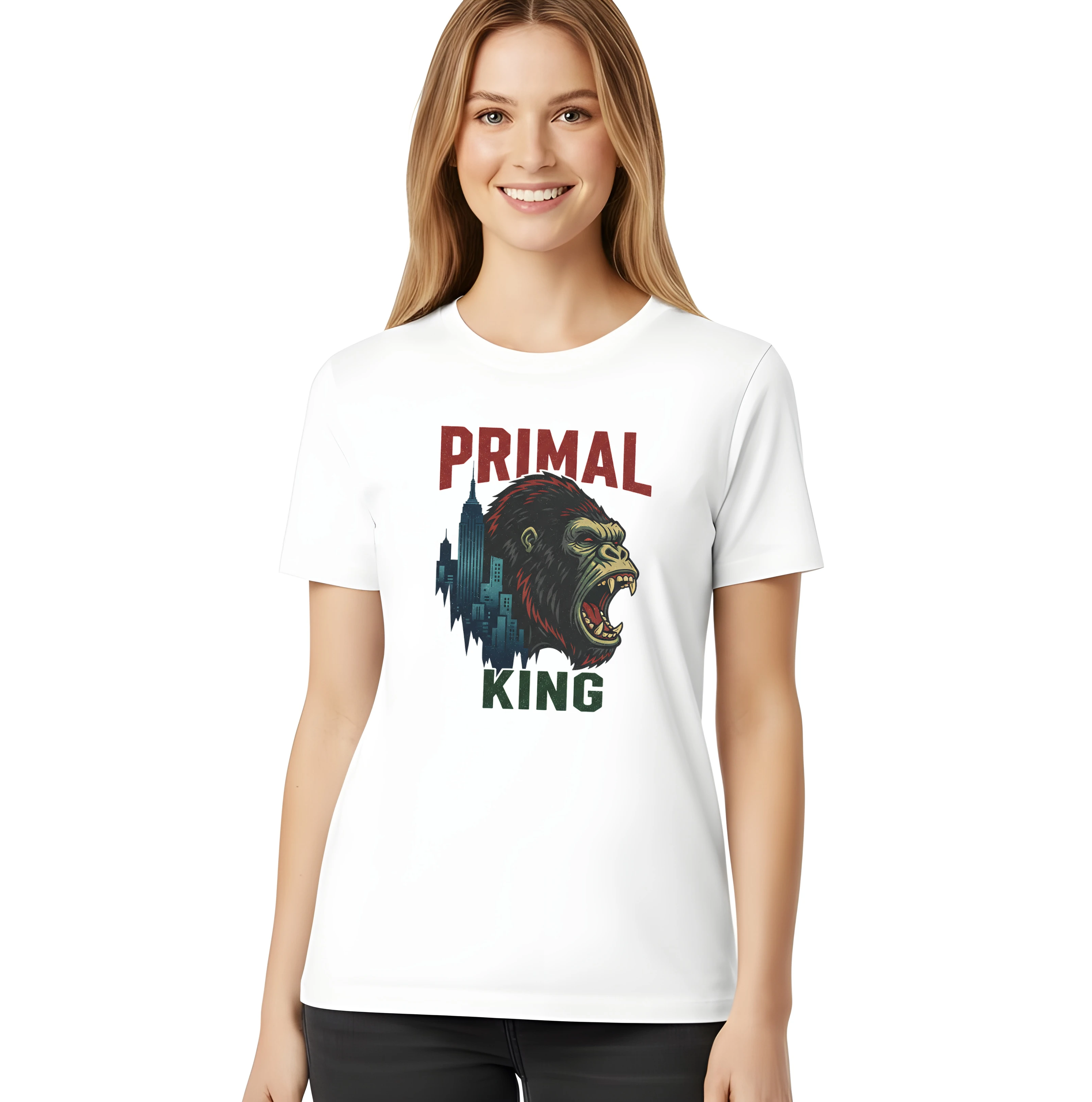 Dámske tričko Primal King Divoký Opičí Kráľ Mesta V Nočnom Svetle