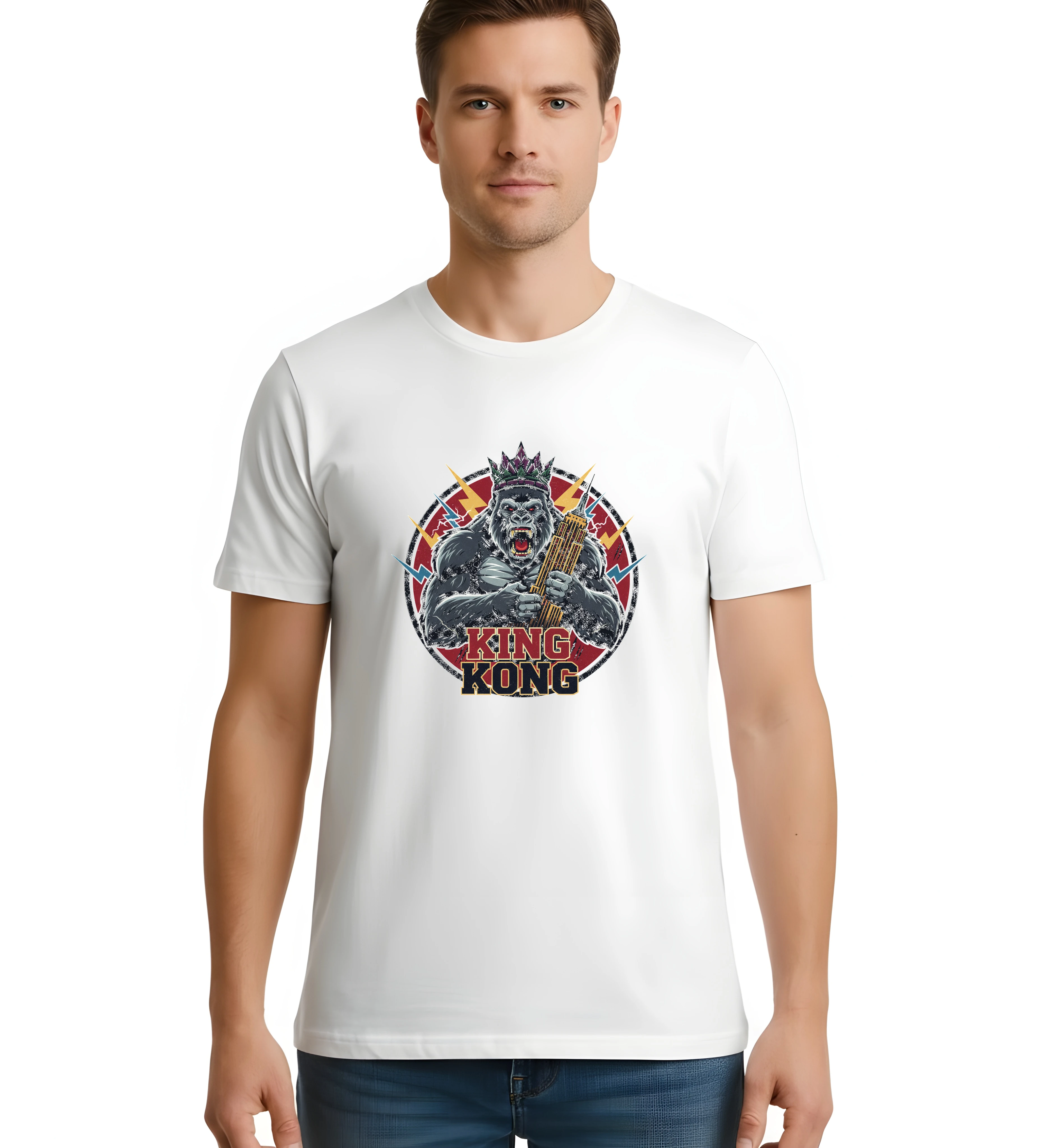 Pánske tričko Kráľovský Výkrik King Kong S Korunou A Mrakodrapy