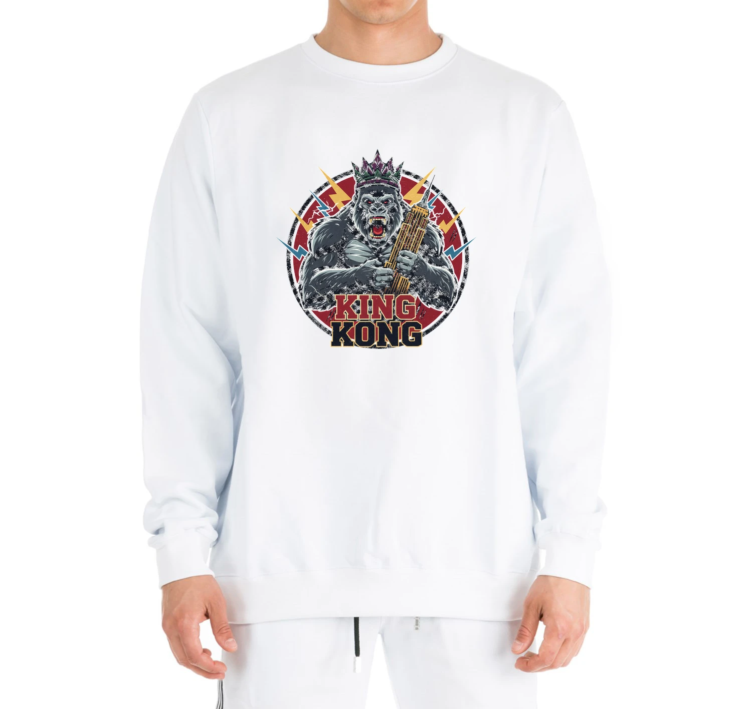 Mikina bez kapucne Kráľovský Výkrik King Kong S Korunou A Mrakodrapy