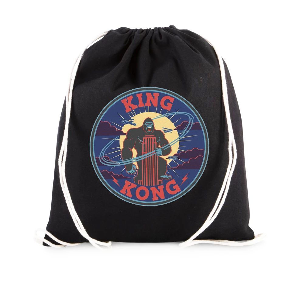 Vak na chrbát Legendárnej King Kong Na Mrakodrape V Retro Nočnom Odznaku