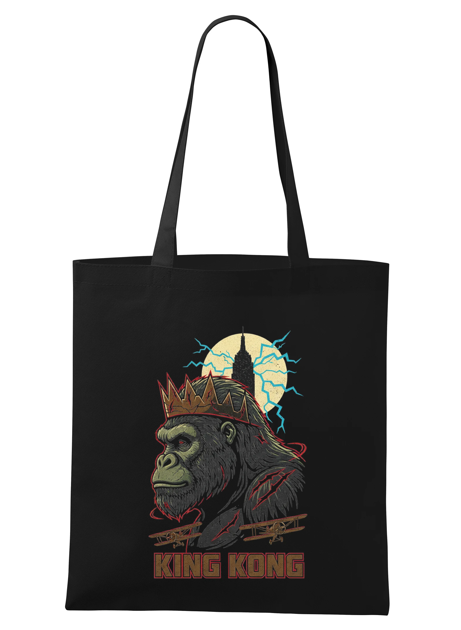 Nákupná taška Kráľovský King Kong S Korunou Šrámy A Mesačnými Bleskami