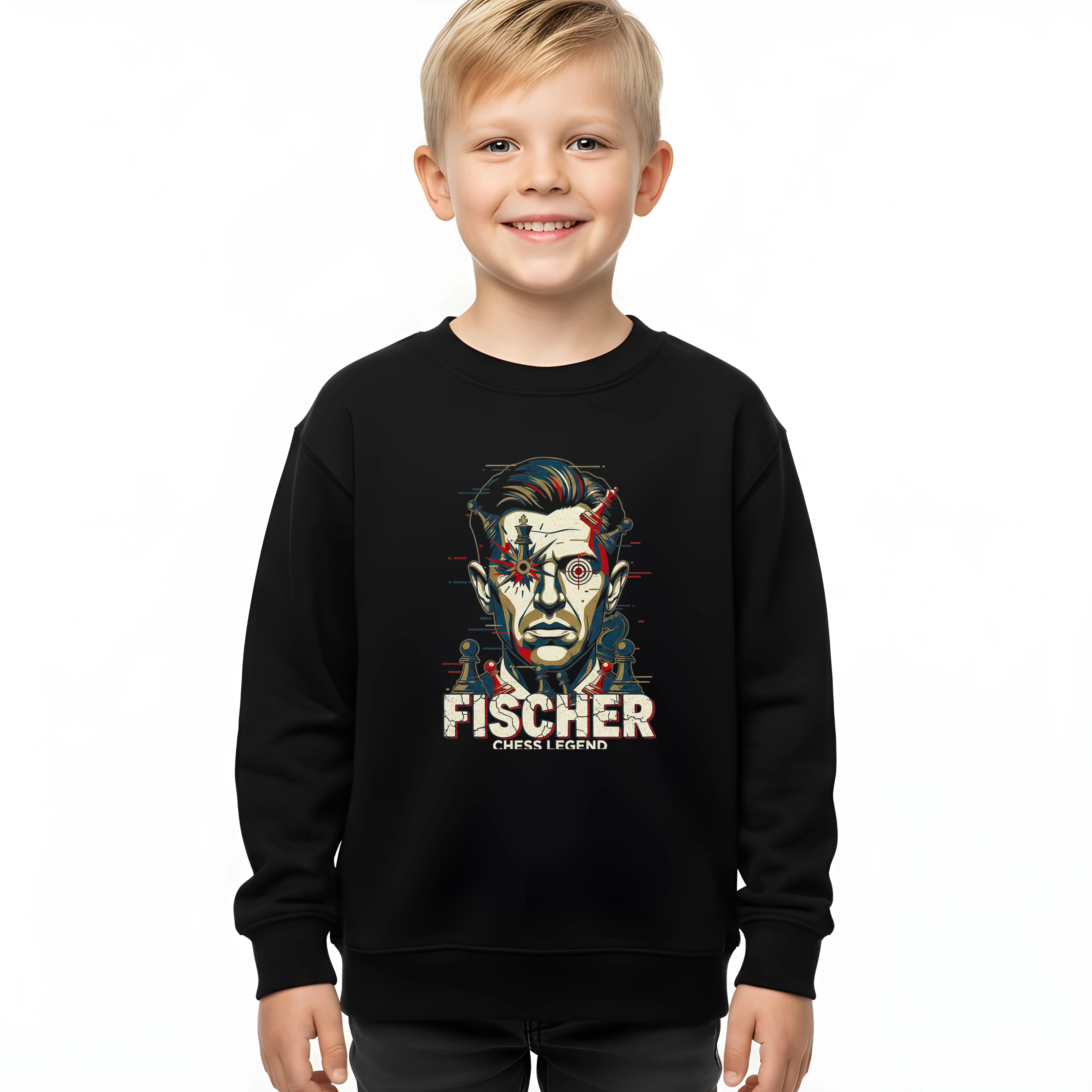 Detská mikina Bobby Fischer Šachová Ikona Nespochybniteľný Génius A Majster Stratégia