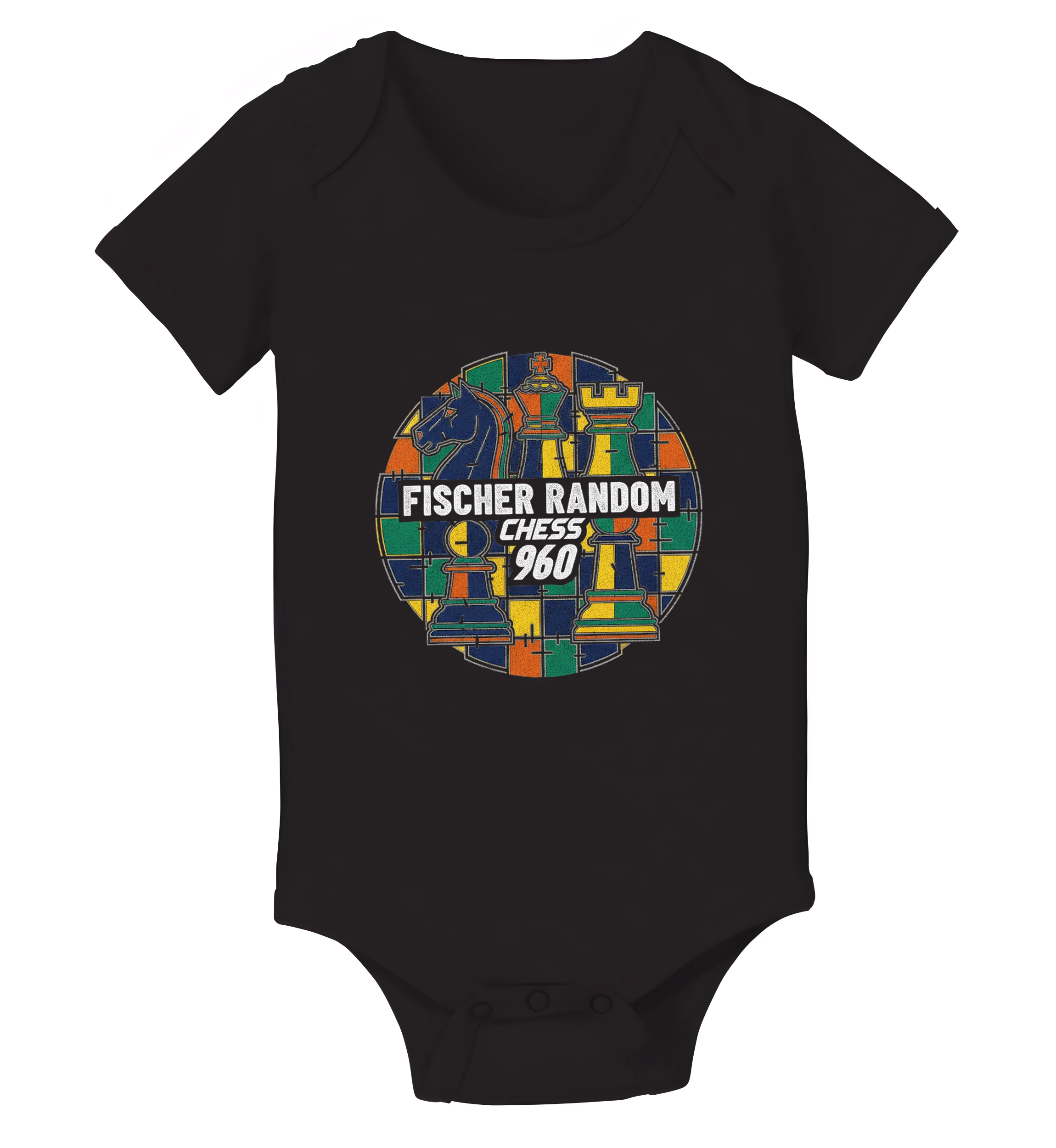 Detské body Retro Šachový Motív Fischer Random Chess 960 S Farebnou Mozaikou