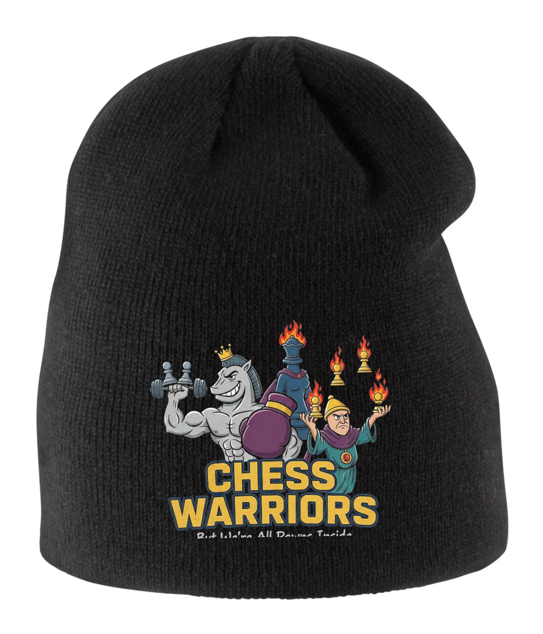 Detská zimná čiapka Šachoví Bojovníci Chess Warriors Sila Humor A Horiaci Pešiaci