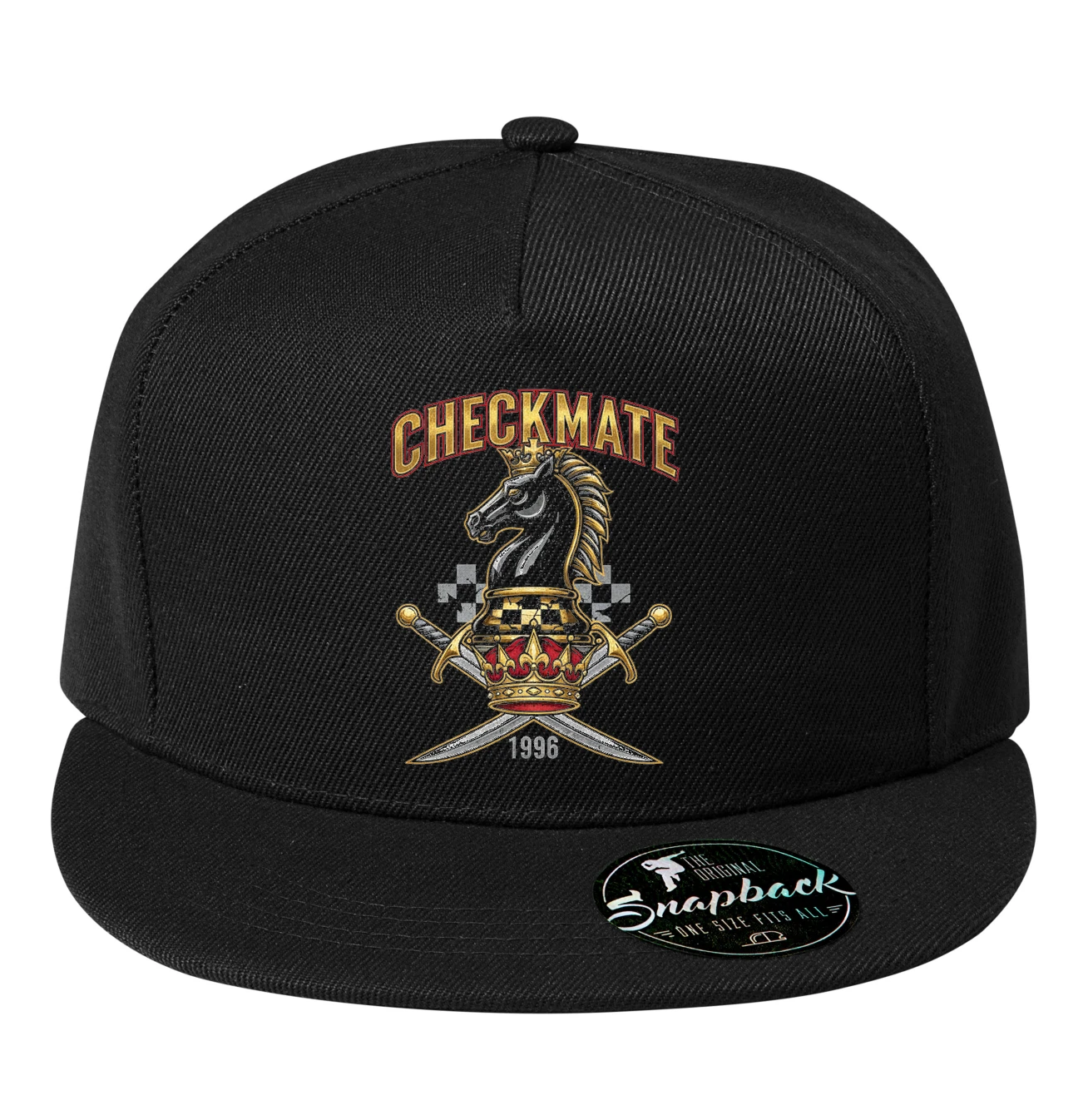Snapback Kráľovský Jazdec Checkmate Koruna Meče A Šachová Prevaha