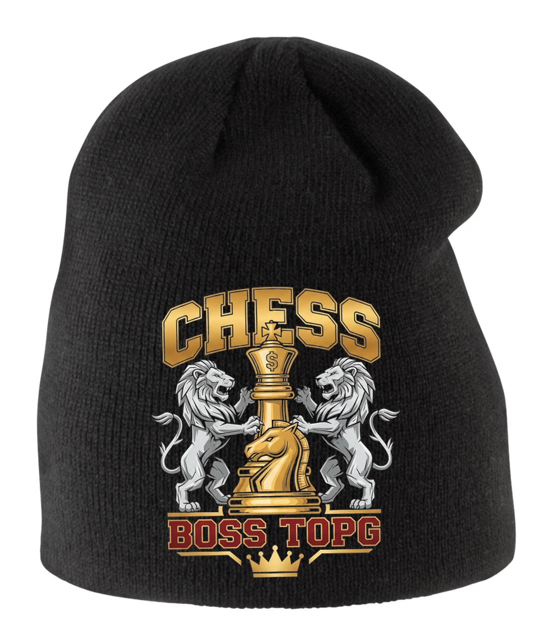 Detská zimná čiapka Kráľovský Šachový Boss Topg Zlatí Levy A Kôň