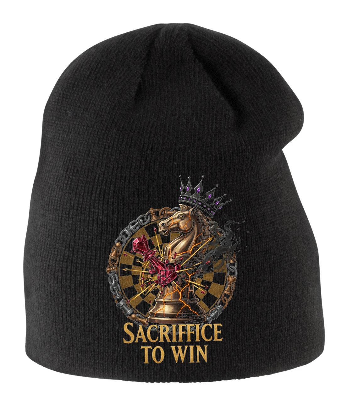 Detská zimná čiapka Šachová Obeť Pre Víťazstvo Sacrifice To Win S Kráľovským Jazdcom