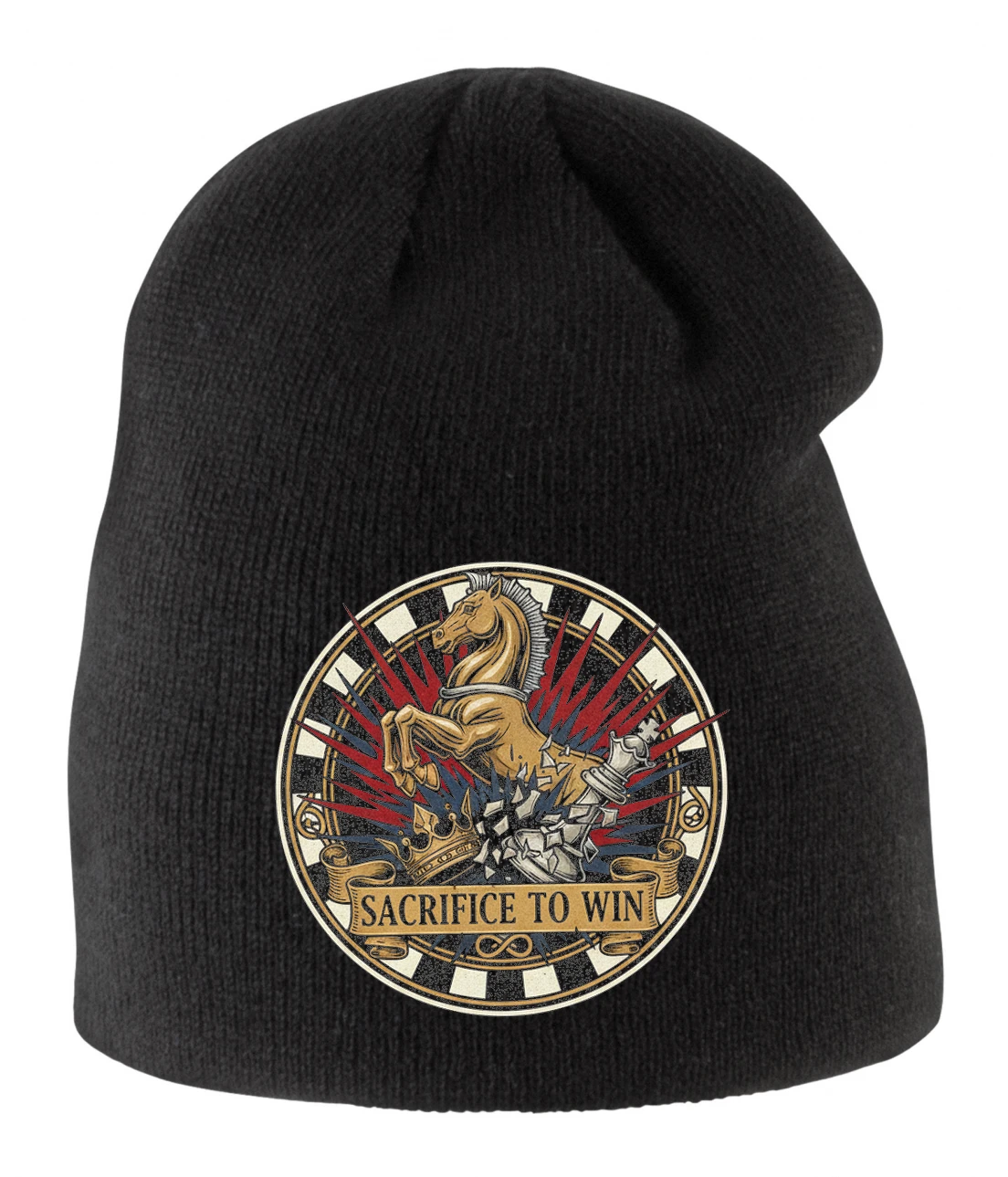 Detská zimná čiapka Šachový Jazdec Sacrifice To Win Koruna Odhodlanie A Obeť