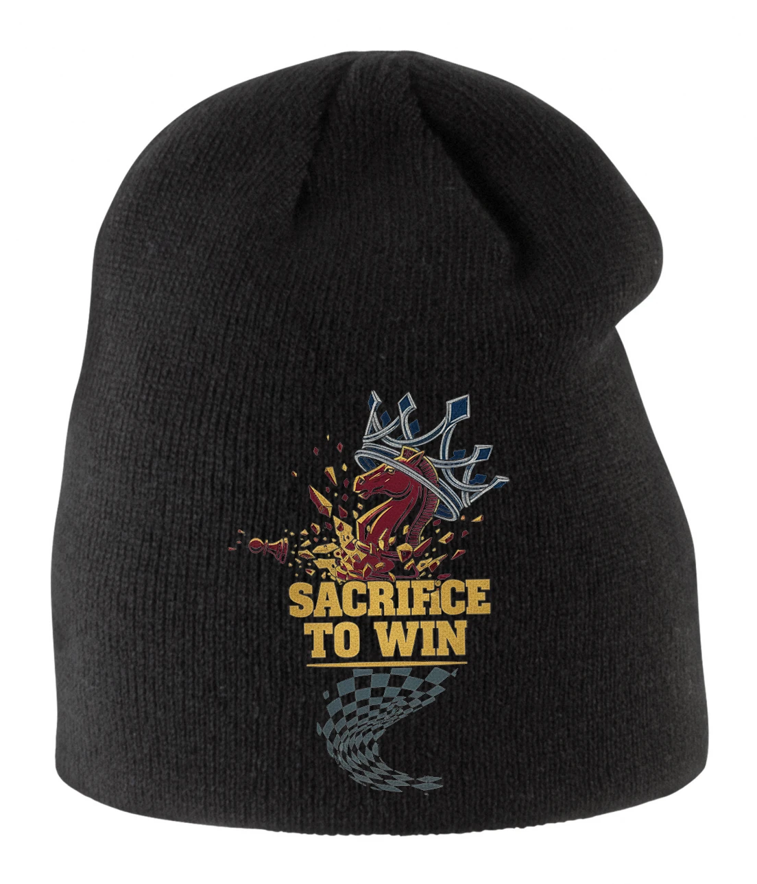 Detská zimná čiapka Šachová Obeť Pre Víťazstvo Sacrifice To Win S Kráľovským Jazdcom