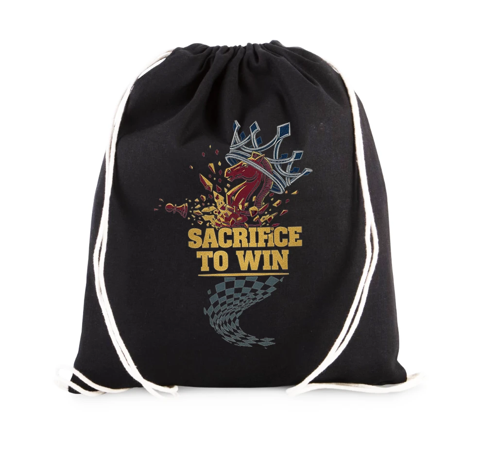 Vak na chrbát Šachová Obeť Pre Víťazstvo Sacrifice To Win S Kráľovským Jazdcom