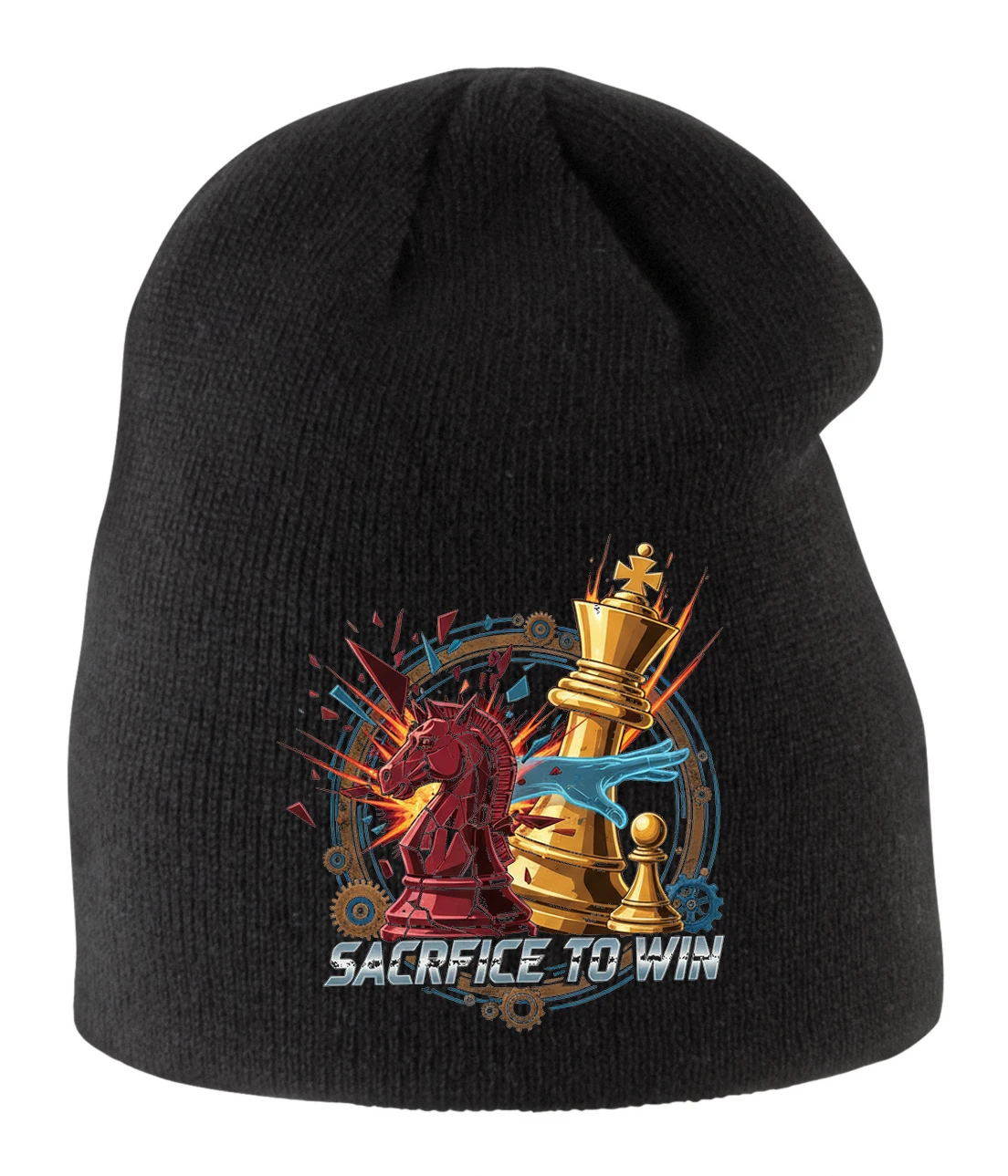 Detská zimná čiapka Šachová Taktika Sacrifice To Win Obetuj Kone Vyhraj Partii