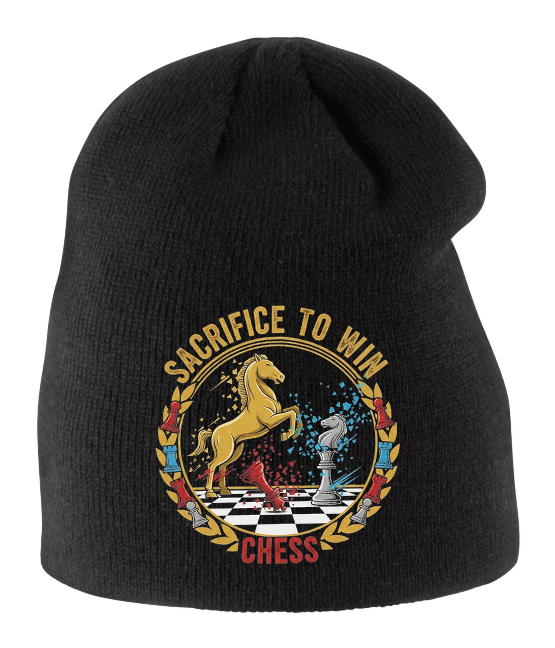 Detská zimná čiapka Zlatý Rytier Chess Sacrifice To Win Kráľovská Obeť