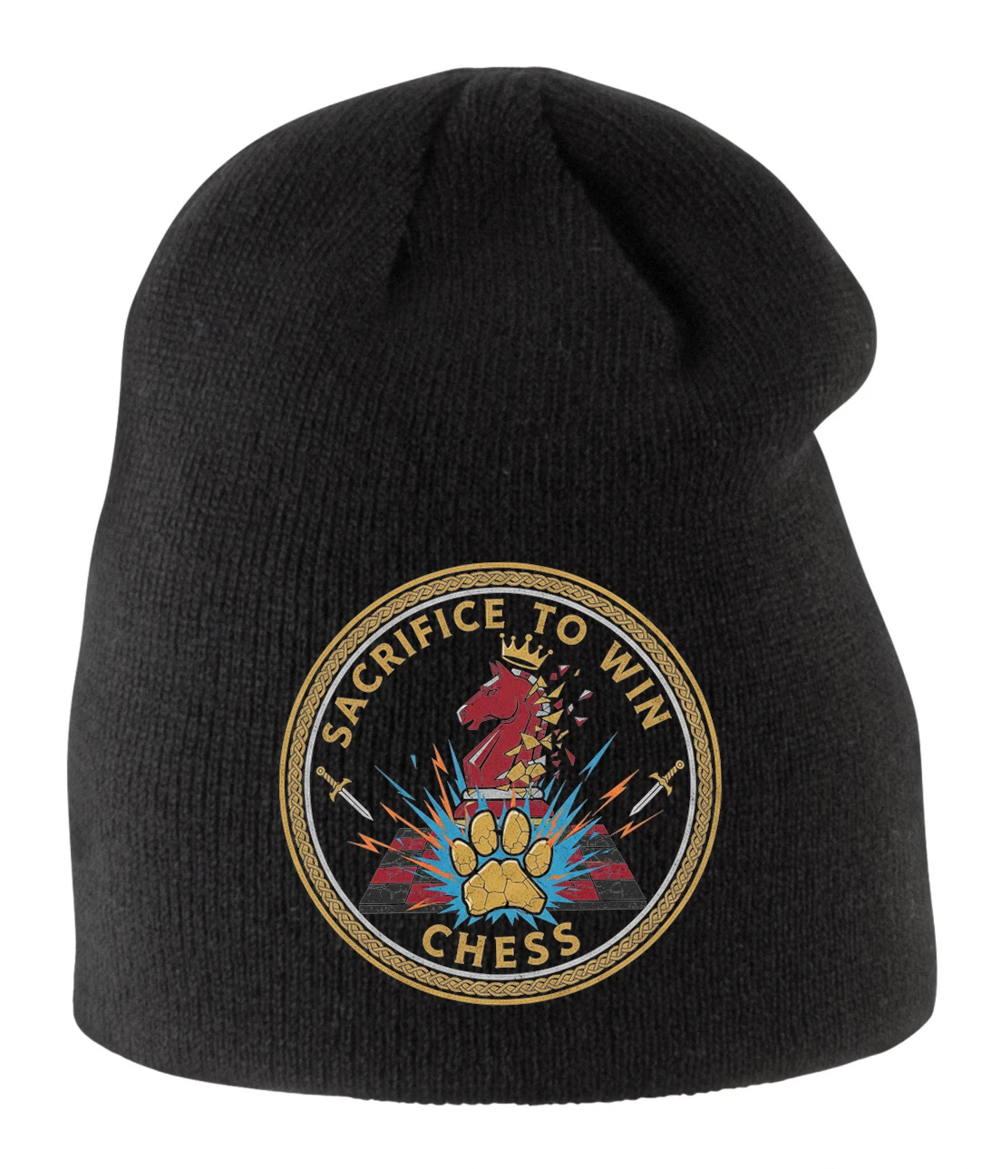 Detská zimná čiapka Obeť Pre Víťazstvo Chess Kráľovský Jazdec A Zlatá Tlapa