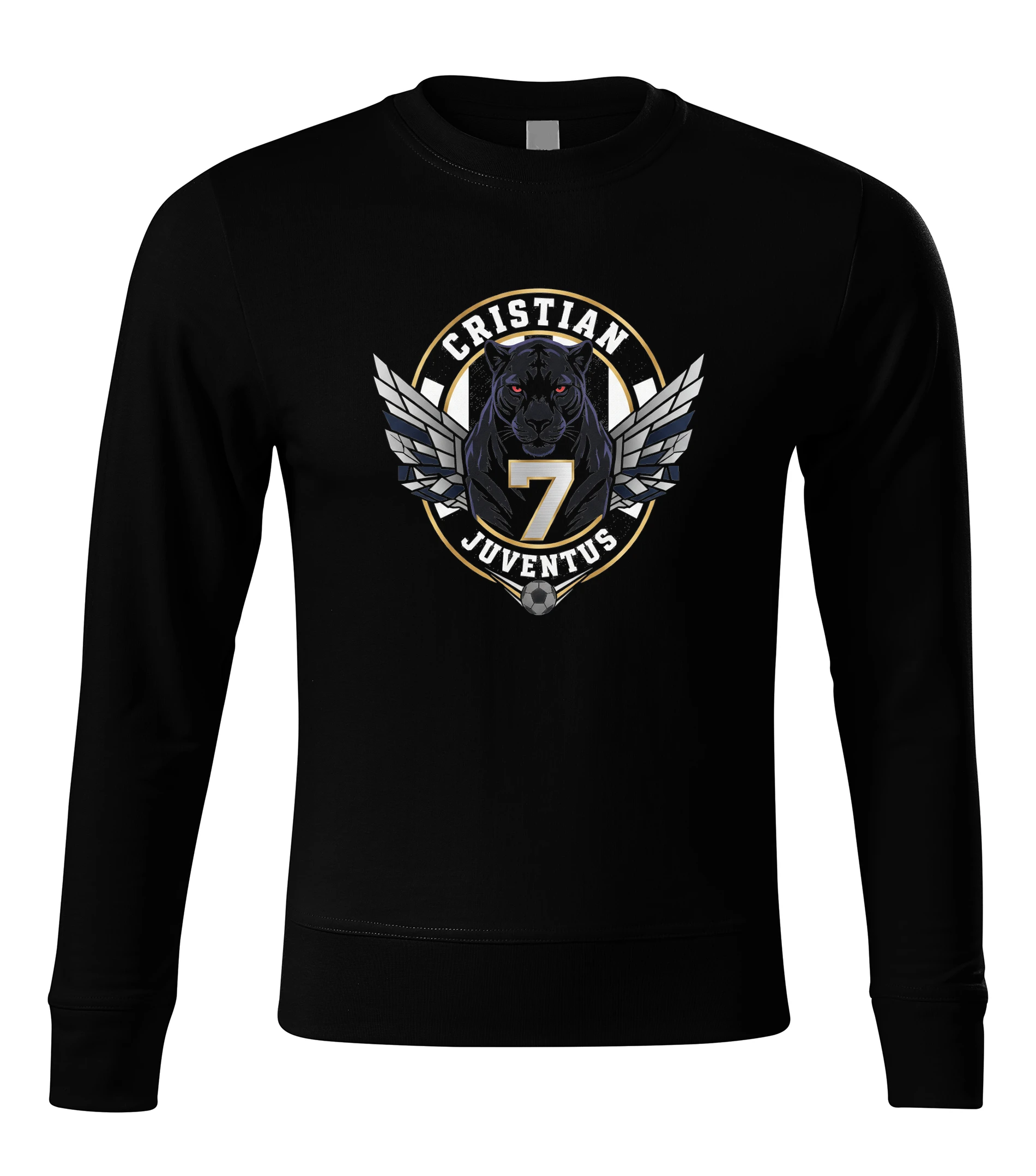 Mikina bez kapucne Čierny Panter Cr7 Juventus Sila Krídel A Moci Siedmich