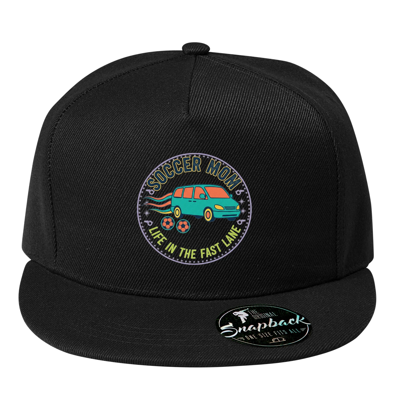 Snapback Soccer Mom Život V Rýchlom Pruhu S Minivanom A Futbalovými Loptami