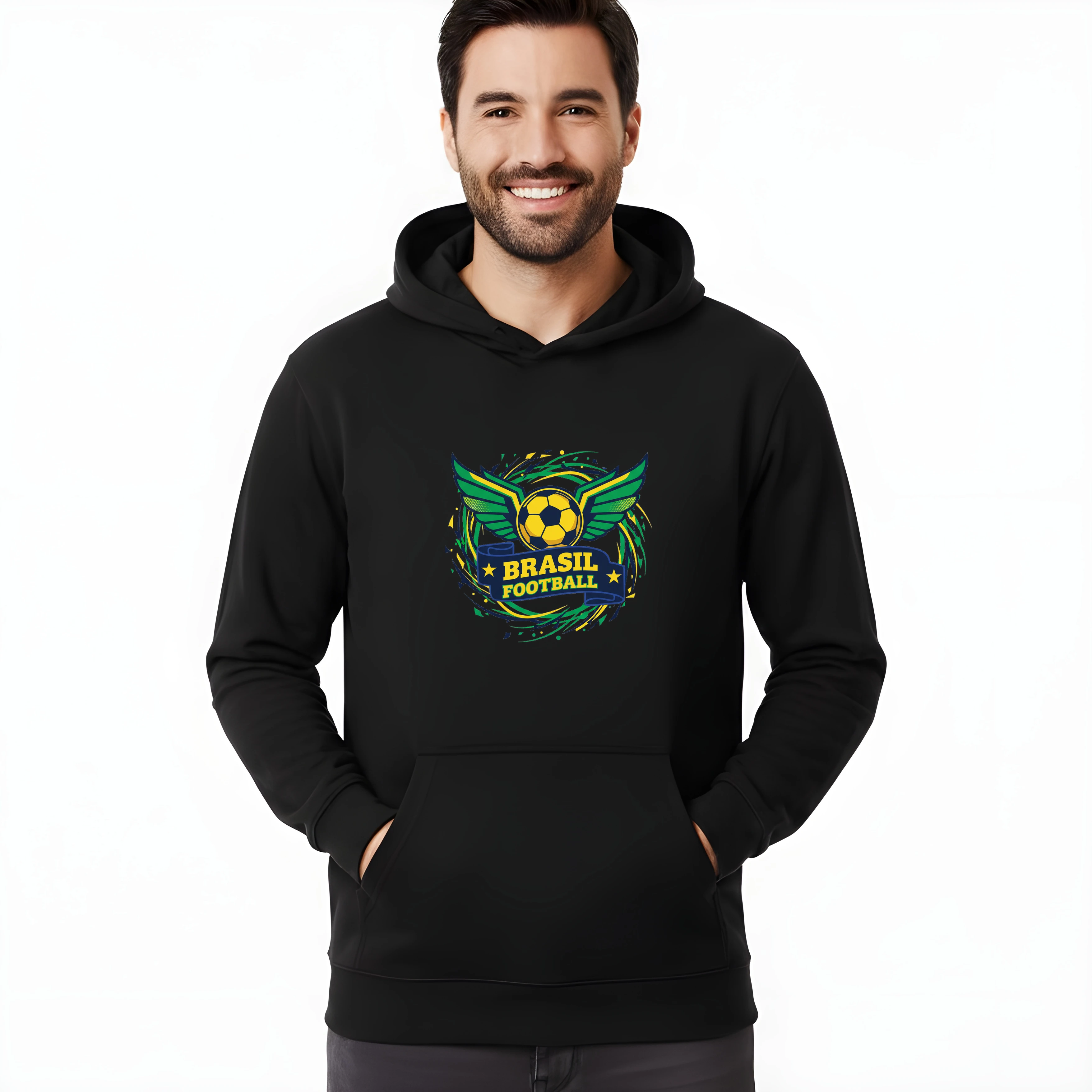 Mikina Lietajúce Krídla Brasil Football Zelenožltá Futbalová Explózia