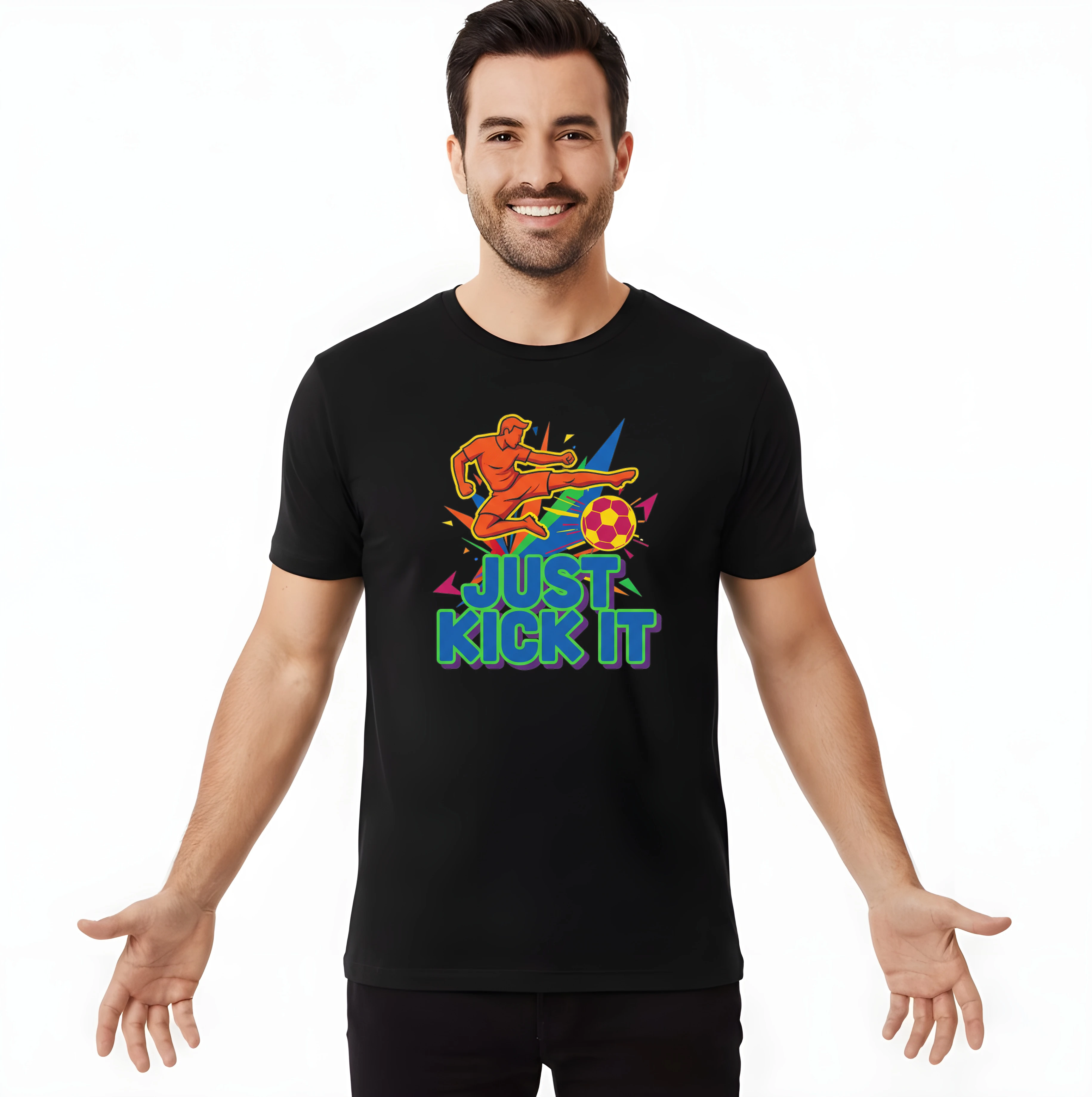 Pánske tričko Explozívna Futbalová Energia Just Kick It Farebný Kop Do Siete
