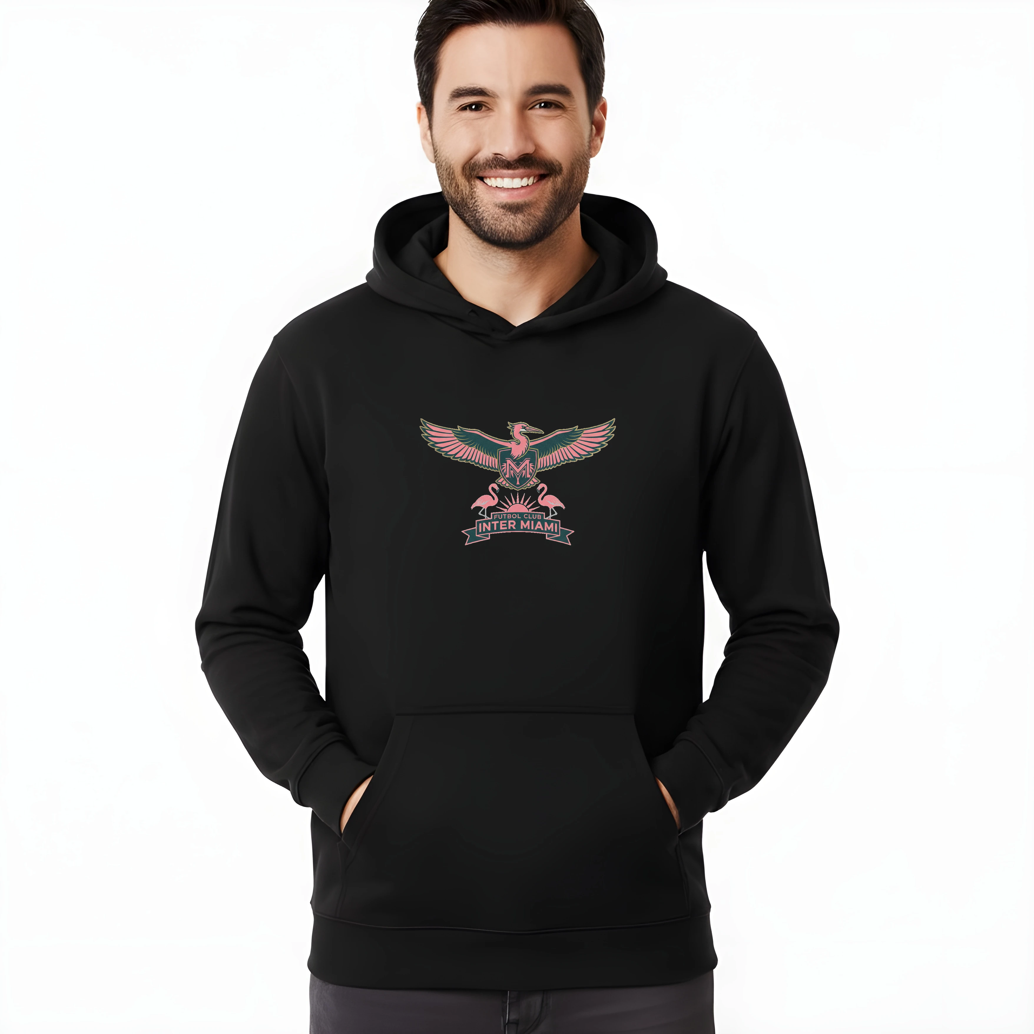 Mikina Tropický Ružový Plameniak A Letiaci Štít Inter Miami Slnečné Krídla