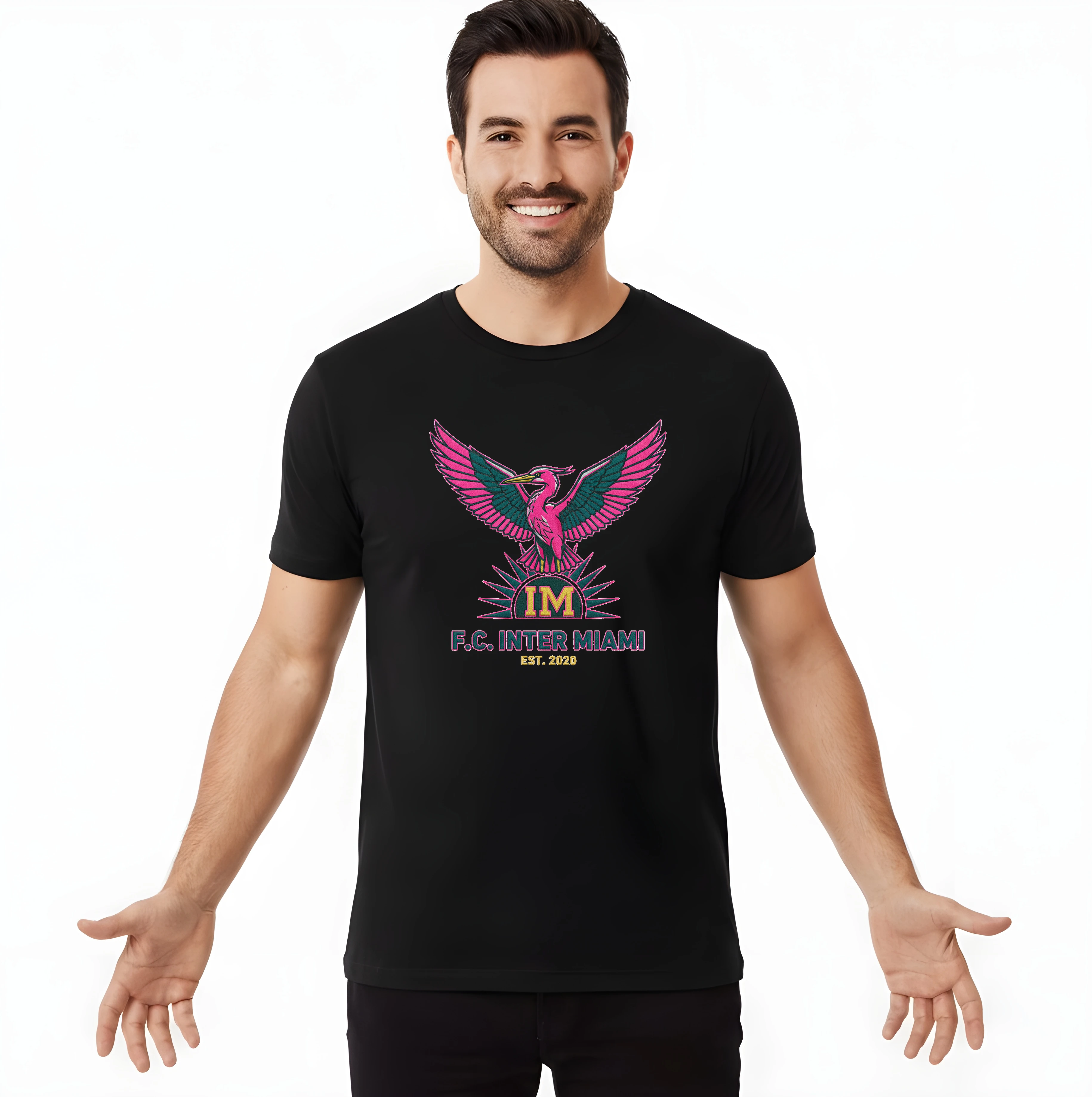 Pánske tričko Ružová Volavka Inter Miami Neónová Krídla A Východ Slnka