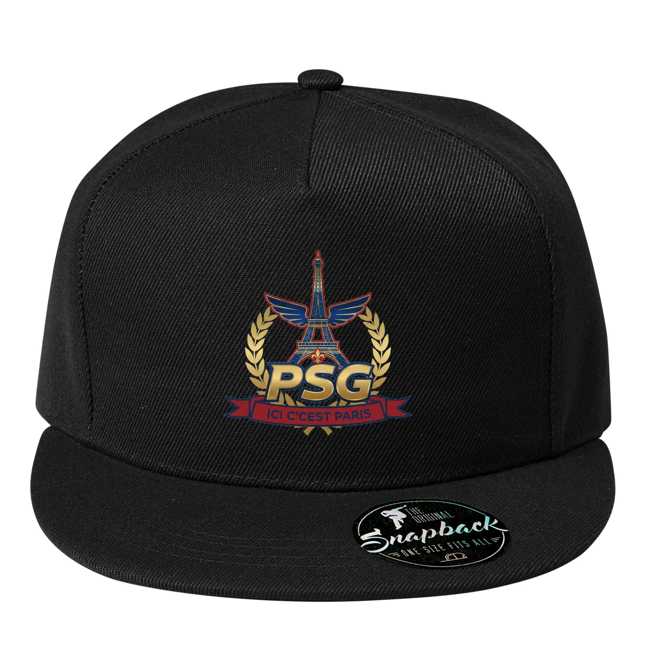 Snapback Psg Pozlátené Krídlo Eiffelovej Veže Vavrínový Emblém Paríž Mesto Svetel