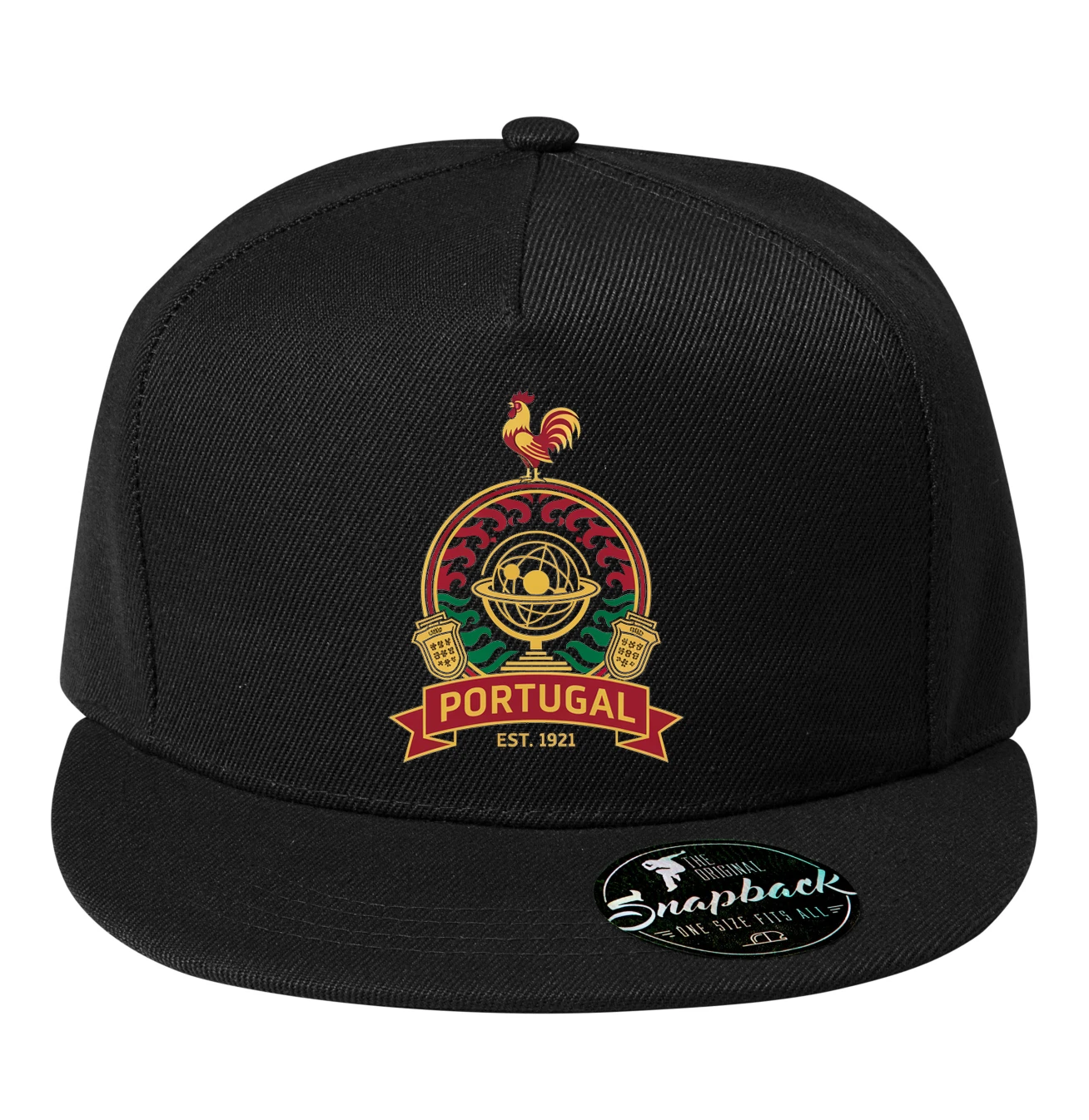 Snapback Portugal Kohút Zlatý Erb S Globom Štíty A Futbalovou Legendou