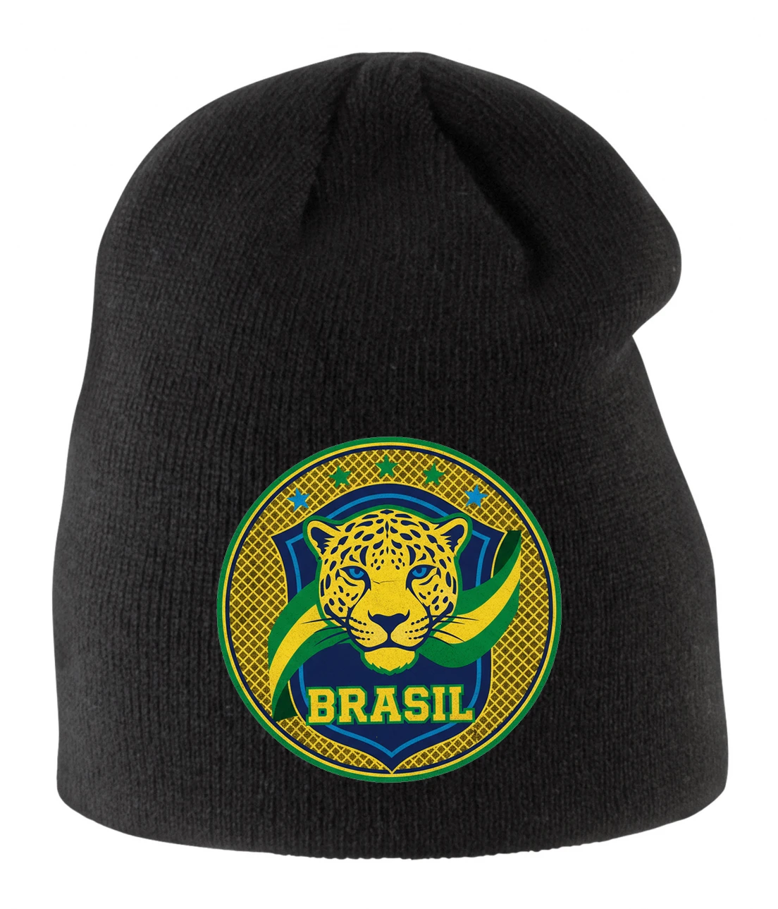 Detská zimná čiapka Jaguár Brazil Zlatá Samba Zelená Sila Futbalové Hrdosti