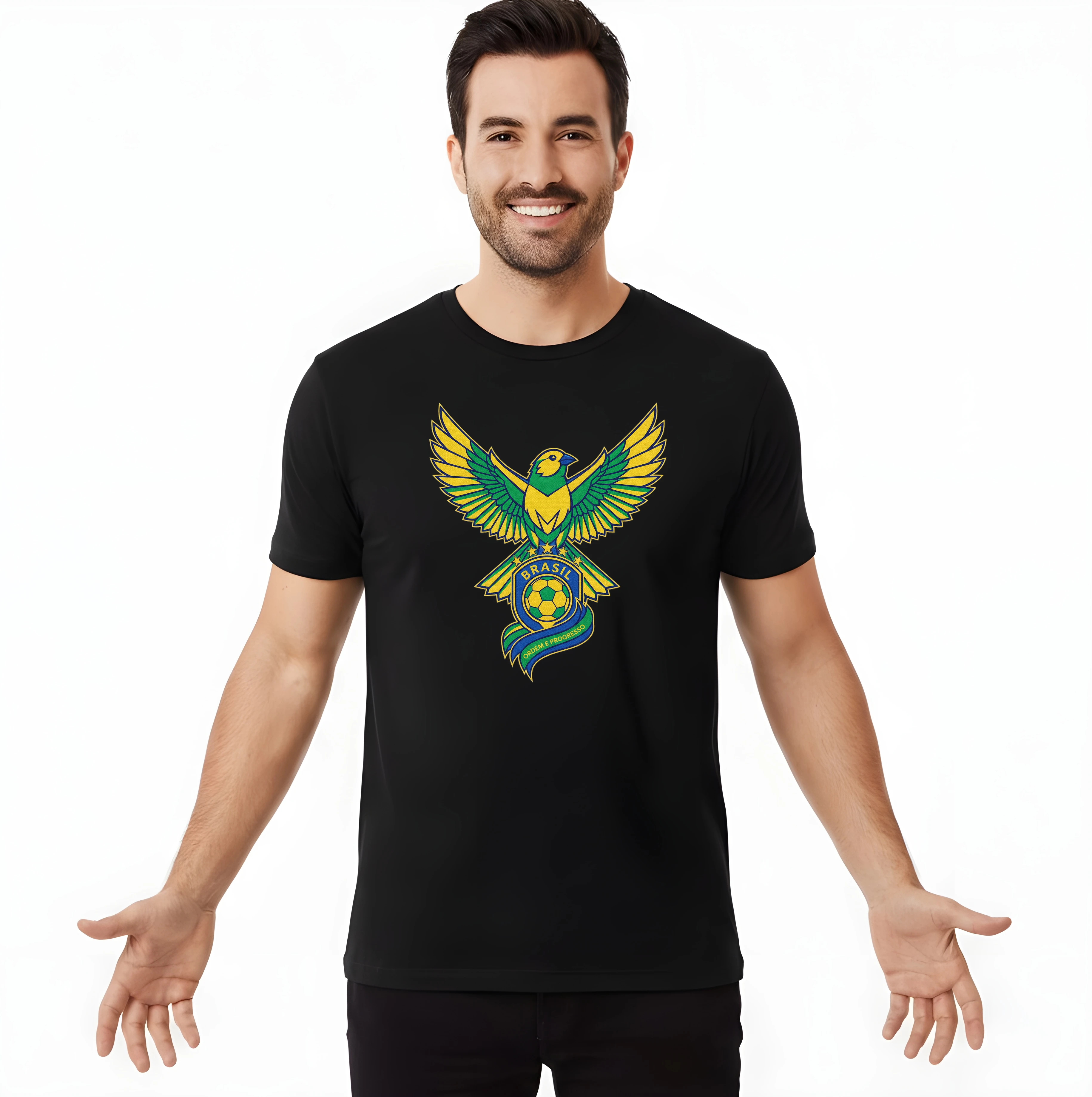 Pánske tričko Vzlet Brasilskeho Sokola Zlatá Krídla Futbalový Štít A Hrdosť