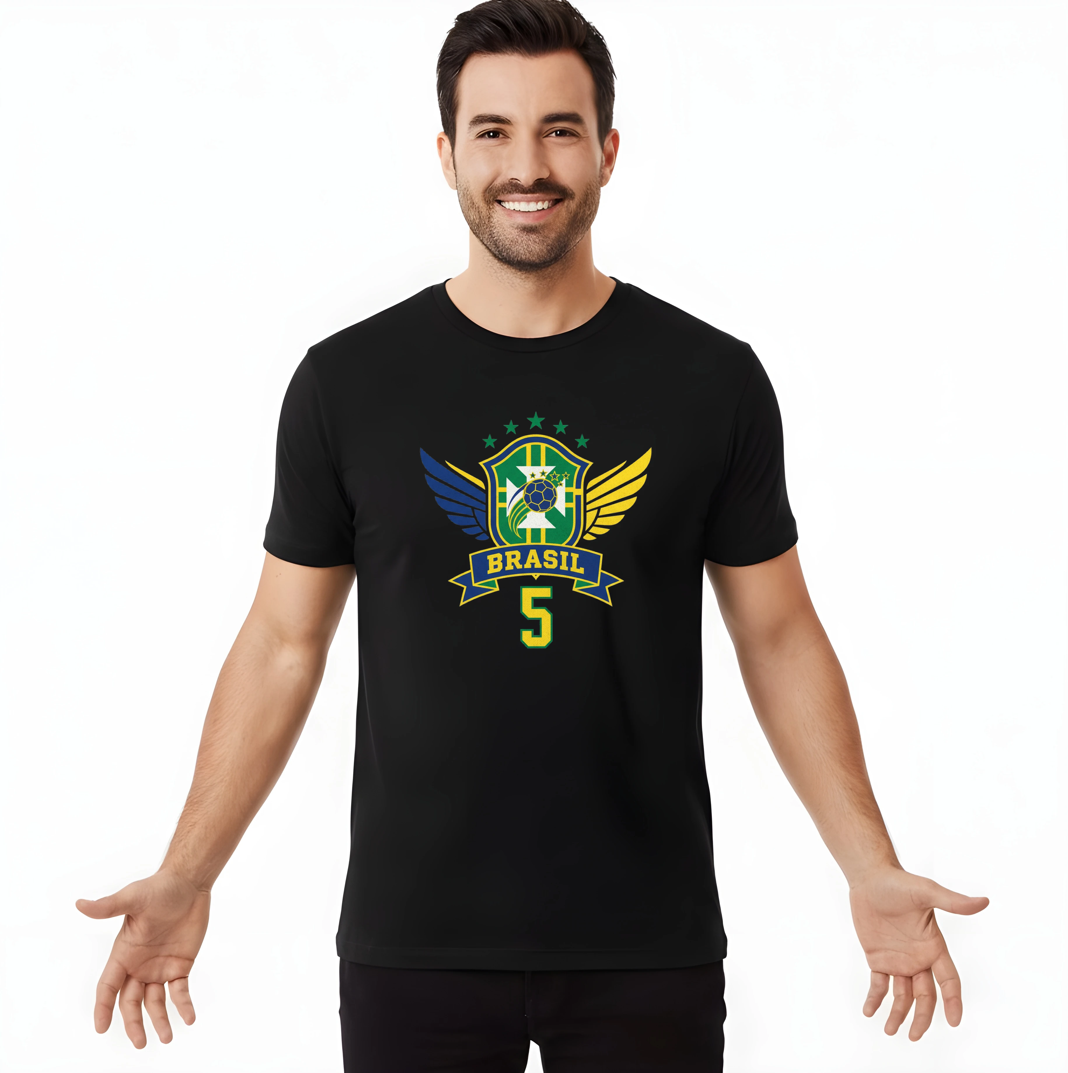 Pánske tričko Krídla Brasil Legendárna Štít Číslo 5 A Päť Hviezd