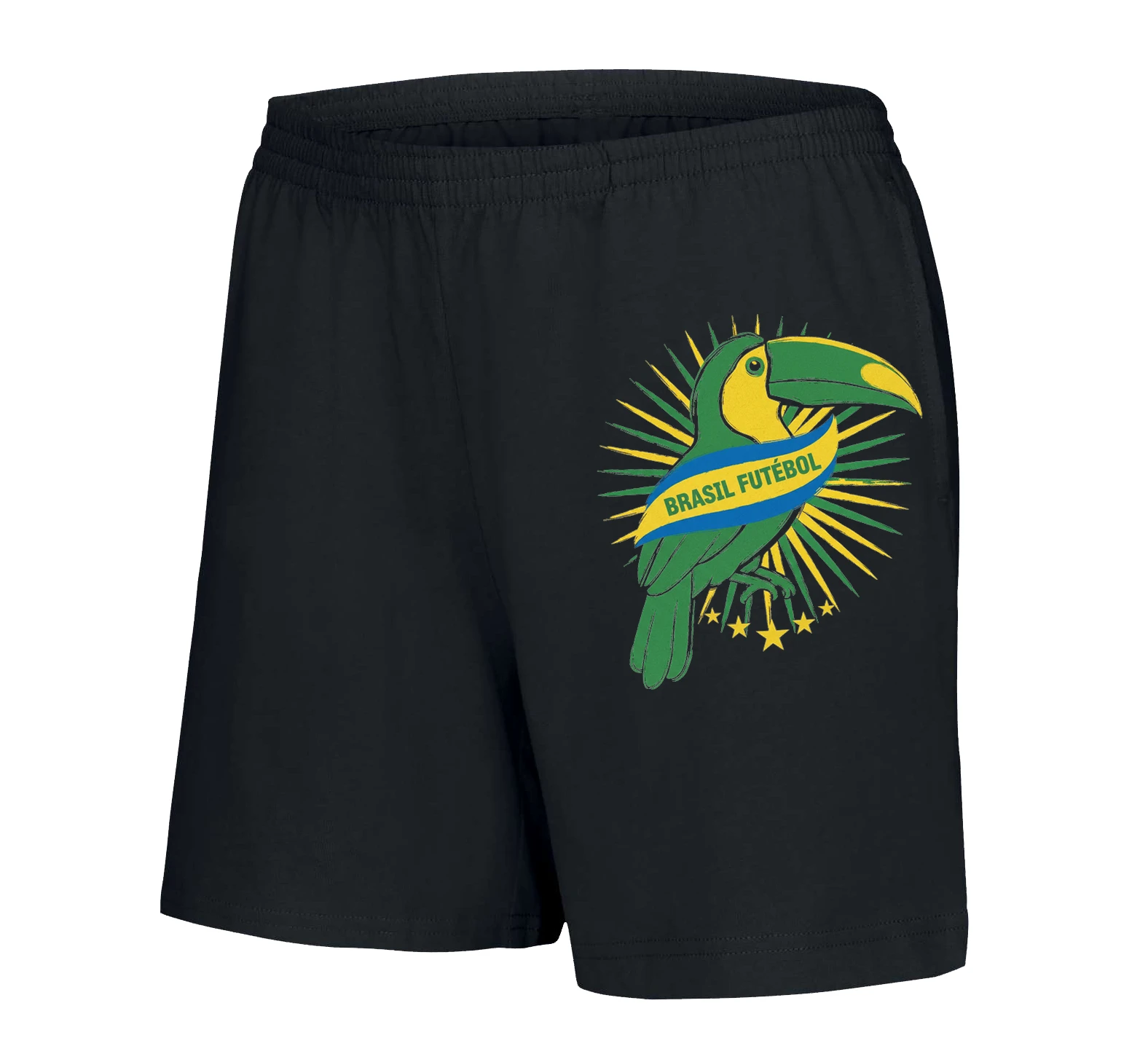 Dámske šortky Tukan Brasil Žiarivá Futbalová Vášeň V Zelenožltom Štýle