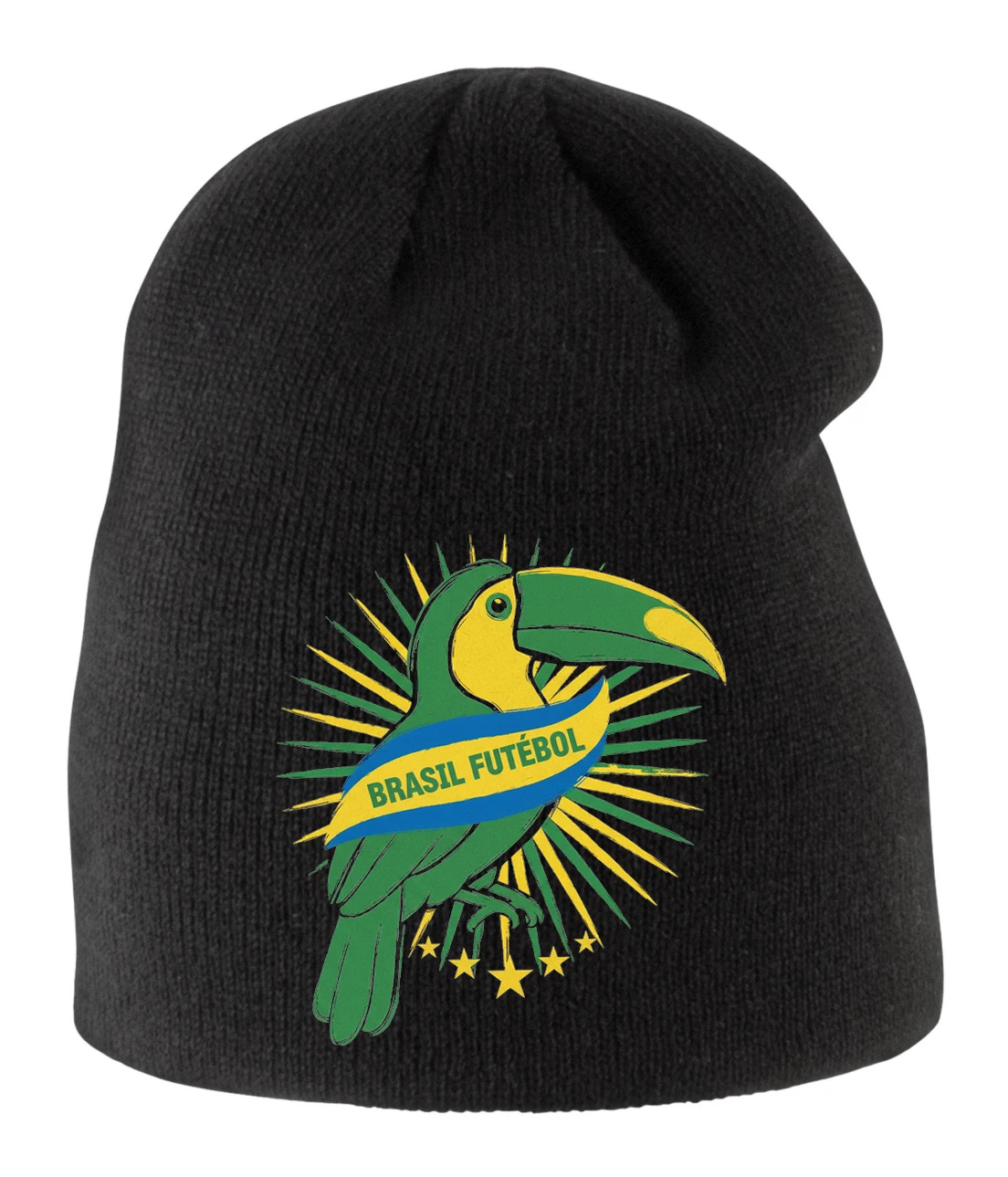Detská zimná čiapka Tukan Brasil Žiarivá Futbalová Vášeň V Zelenožltom Štýle