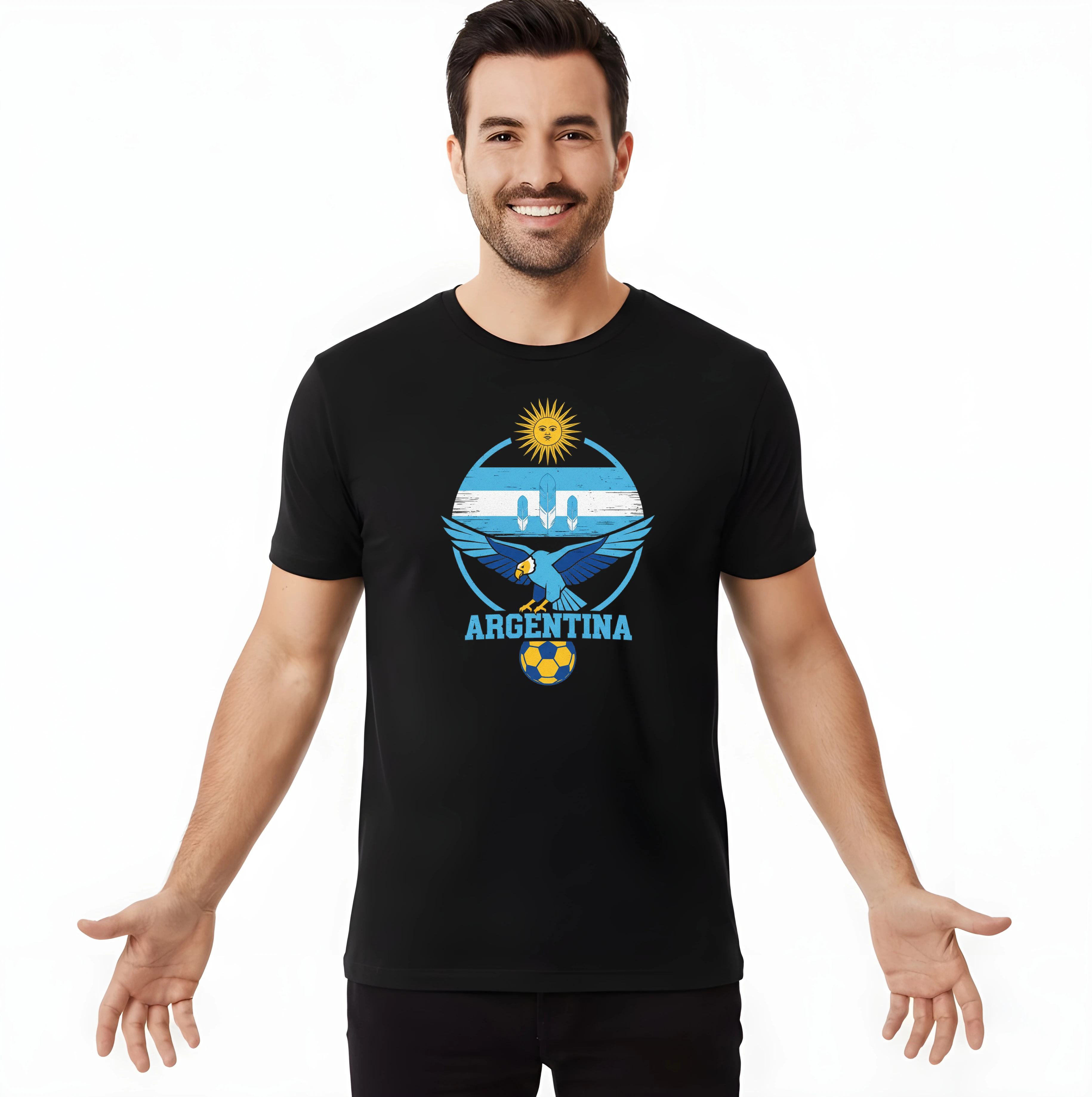 Pánske tričko Argentína Futbalový Orol Slnečná Sila Perie A Národná Hrdosť