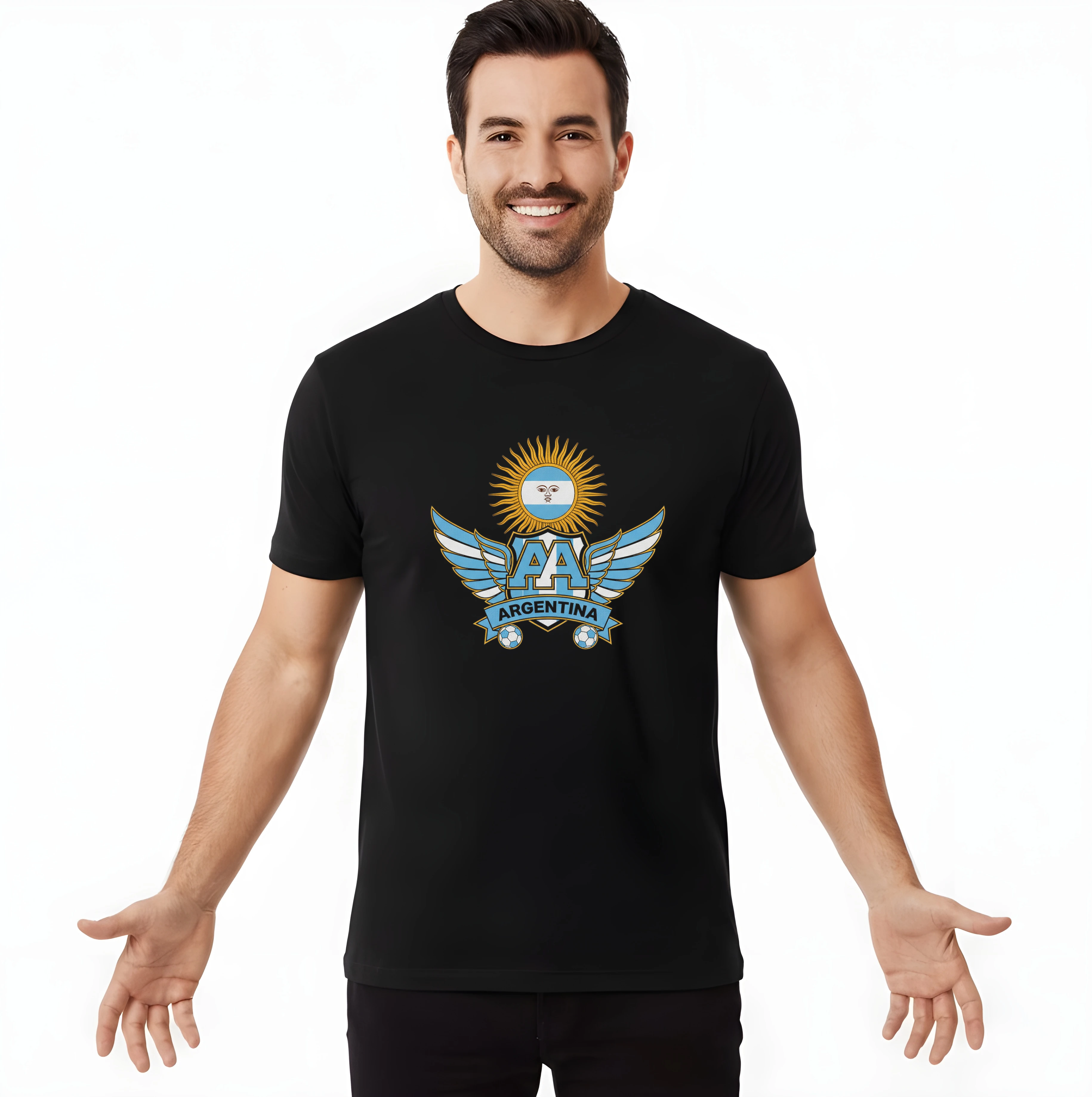 Pánske tričko Slávne Slnko Argentína Krídla Emblém A Futbalová Vášeň