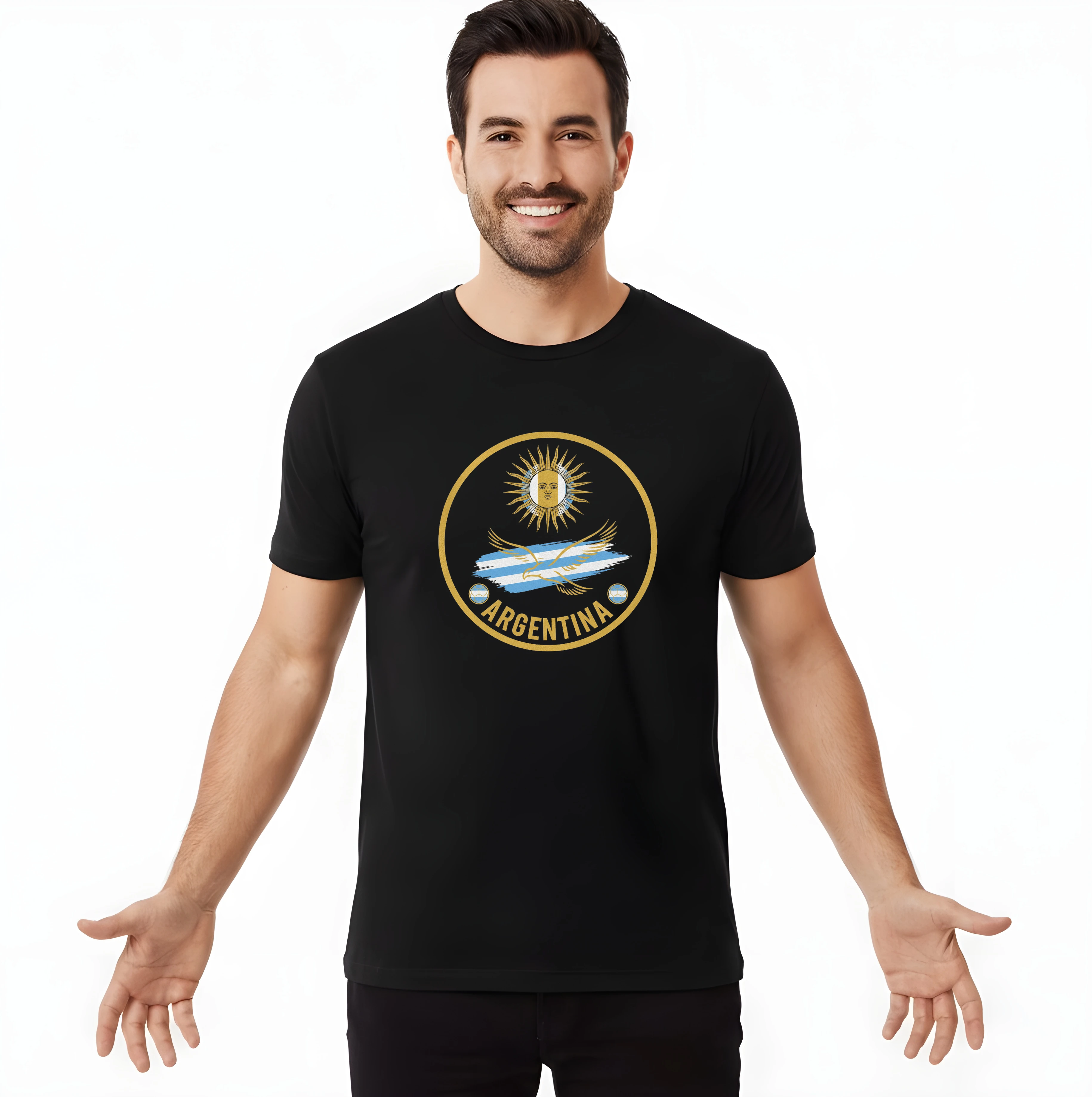 Pánske tričko Argentína Zlaté Slnko A Vzlietajúce Orol Retro Futbalový Odznak