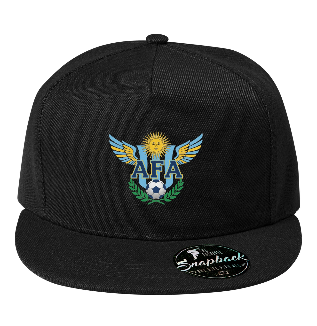 Snapback Afa Argentína Futbalový Emblém So Slnečným Motívom Krídlami A Vavrínovým Vencom