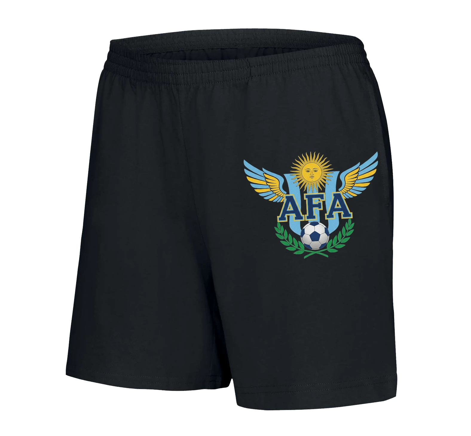 Dámske šortky Afa Argentína Futbalový Emblém So Slnečným Motívom Krídlami A Vavrínovým Vencom