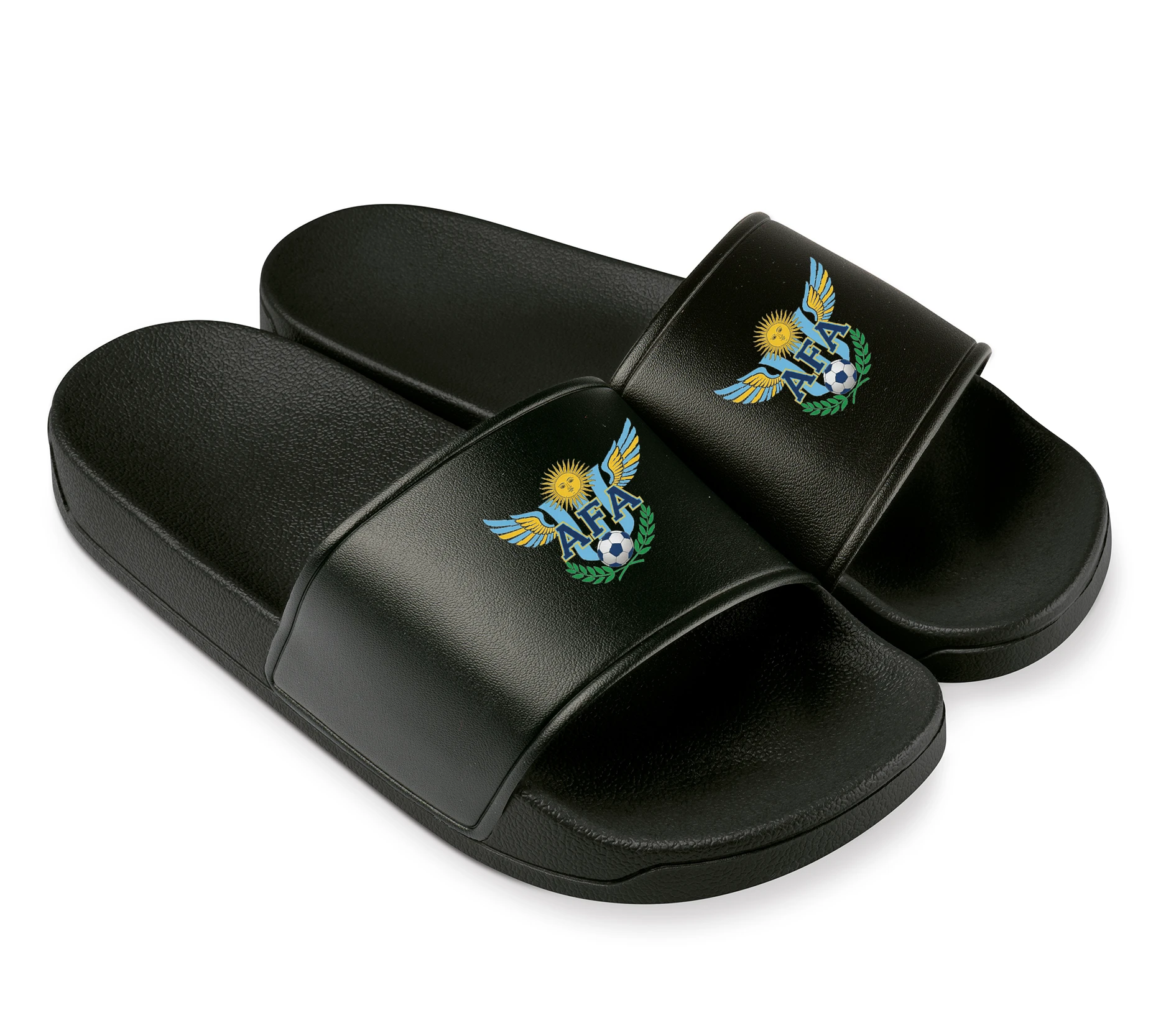 Šľapky Afa Argentína Futbalový Emblém So Slnečným Motívom Krídlami A Vavrínovým Vencom