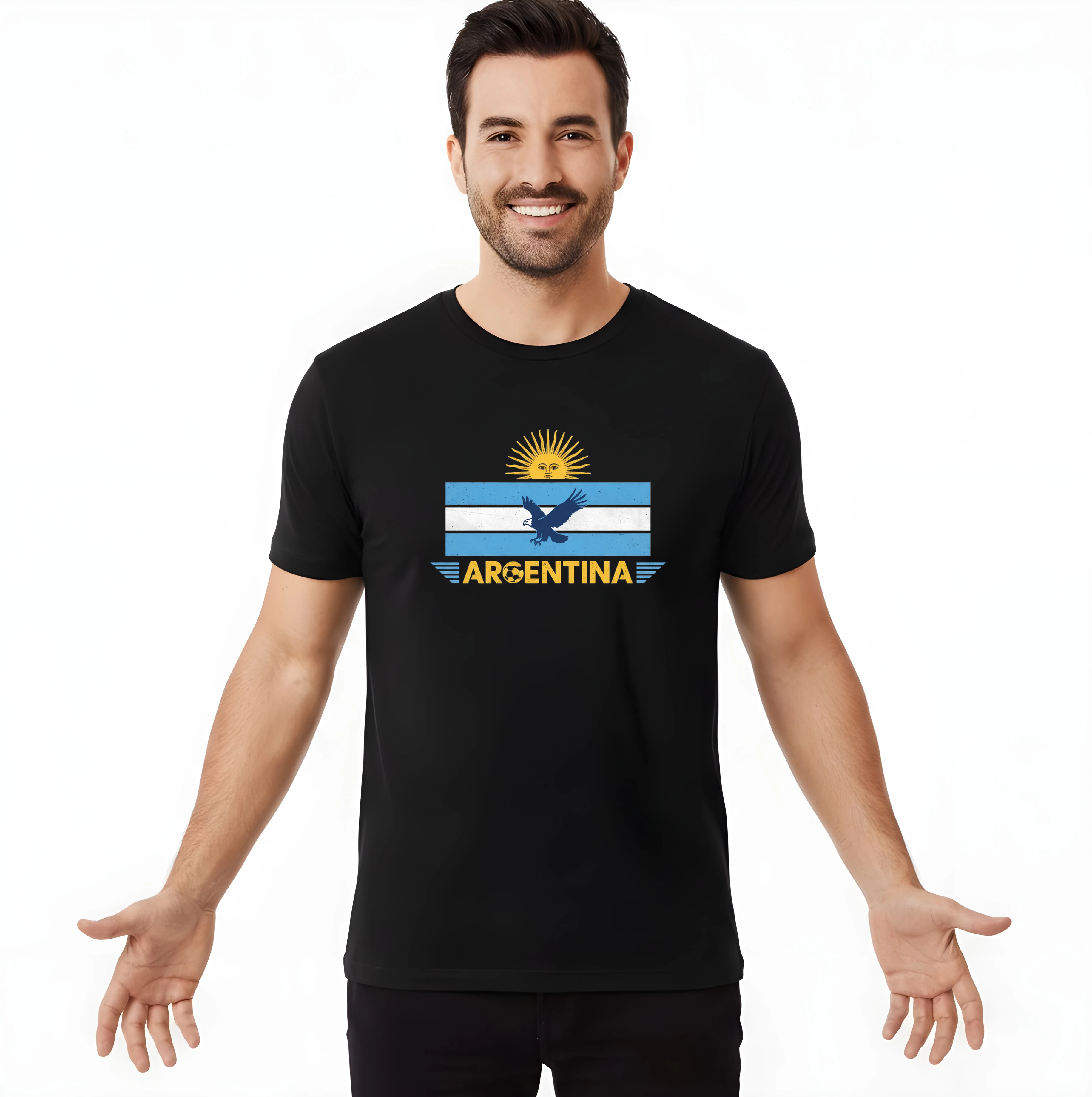 Pánske tričko Slnko Máje Argentína Futbalový Orol Retro Hrdosť A Vášeň