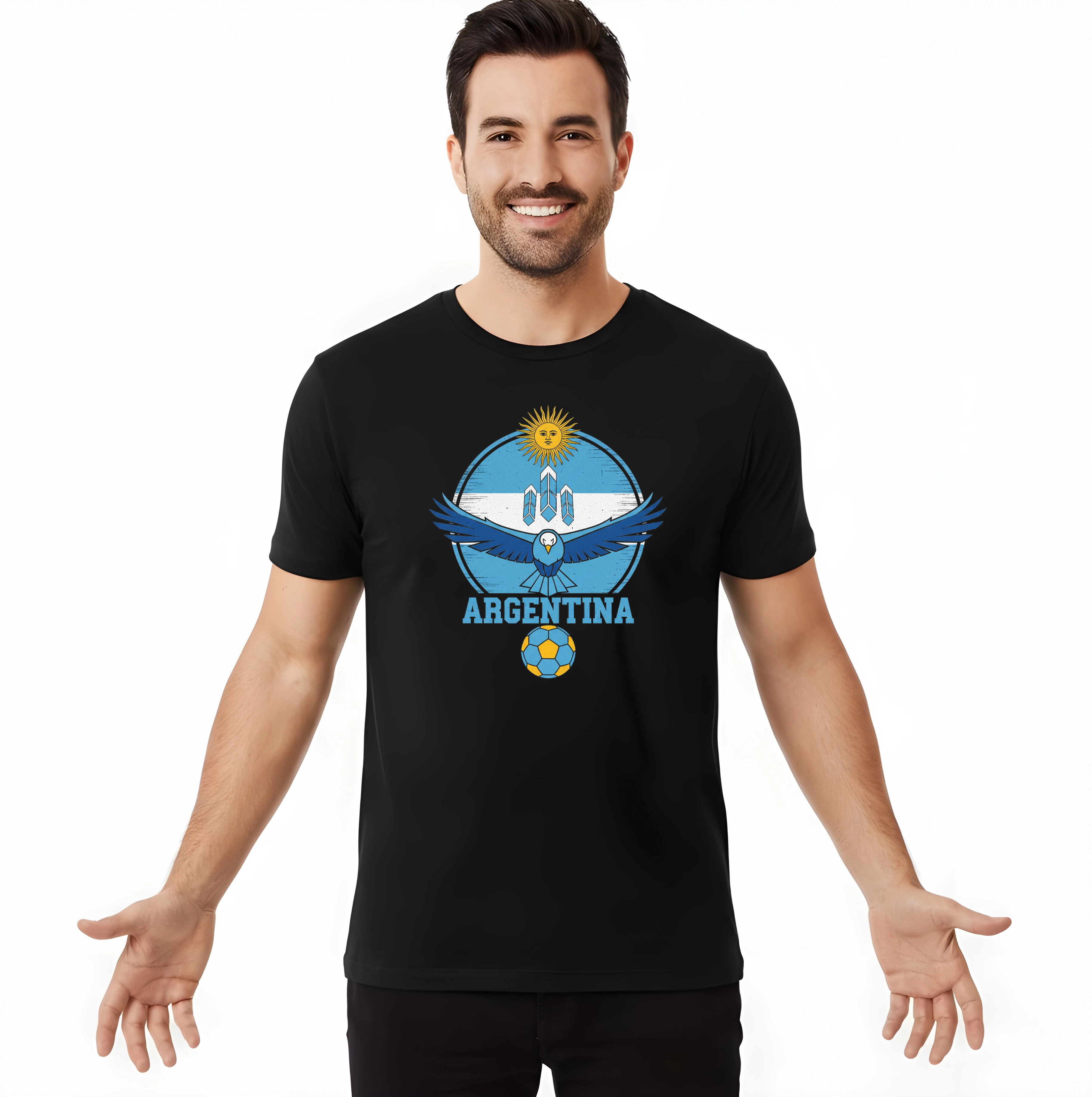 Pánske tričko Argentína Modrý Orol Slnko Krídla A Futbalová Vášeň