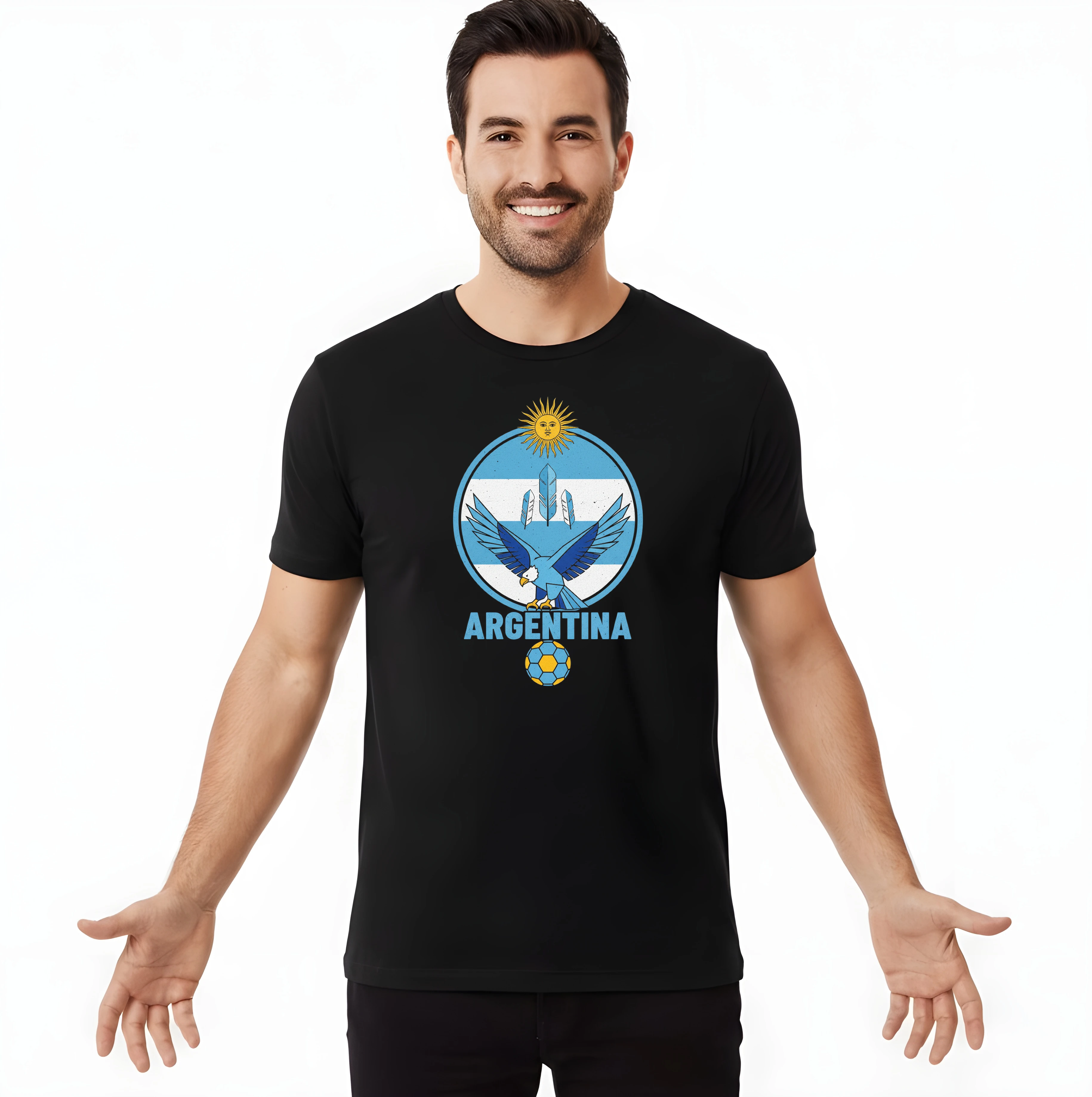 Pánske tričko Argentína Modrobiely Orol Slnko A Futbalová Vášeň