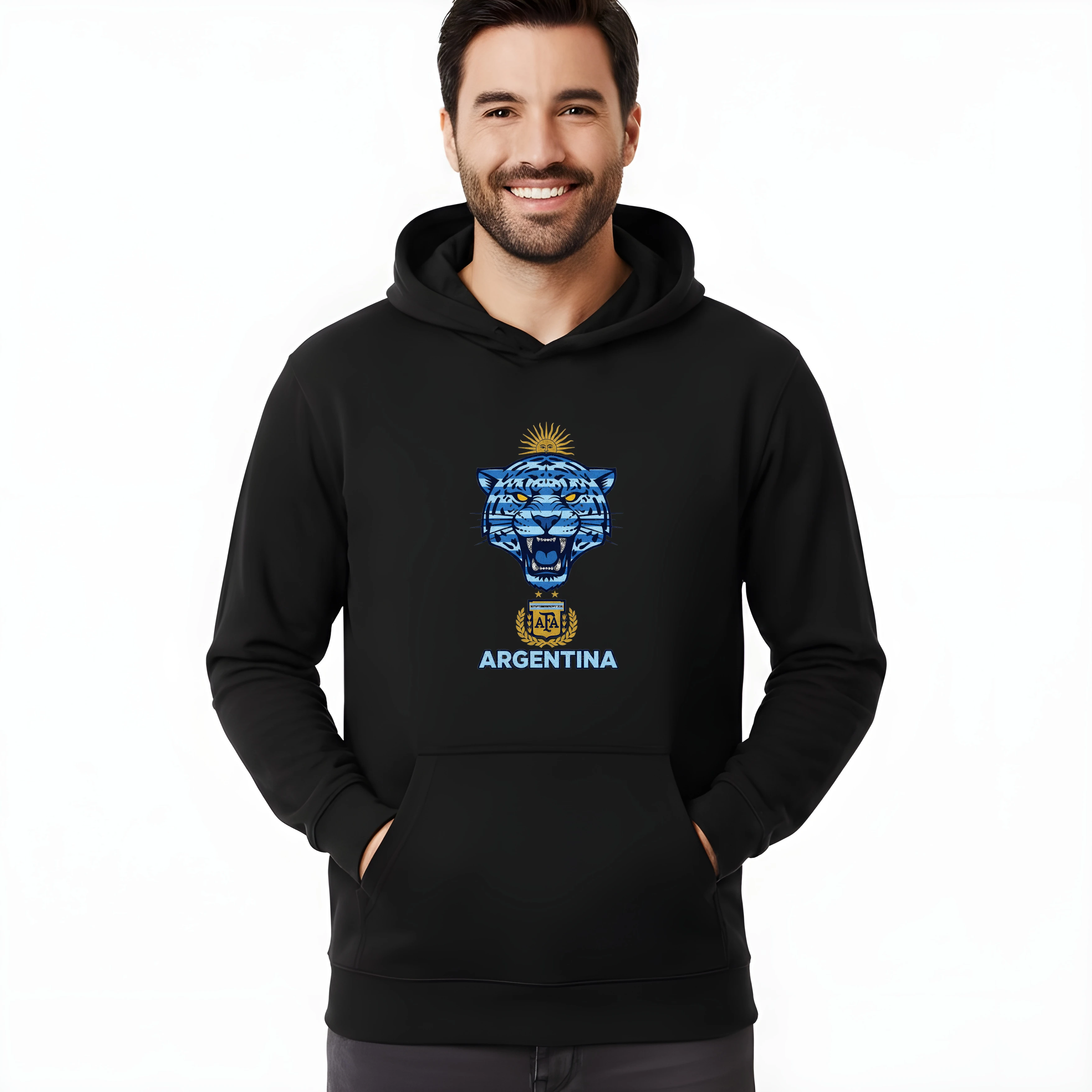 Mikina Argentína Afa Divoký Modrý Tiger So Slnkom A Hrdosťou